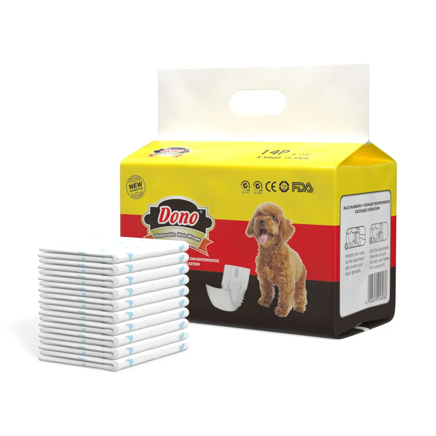 DONO Pannolini Cane Maschio Usa e Getta Tappetini Igienici per Cani Assorbenti Morbido e Anti Odore XS 56 Count - immagine 9