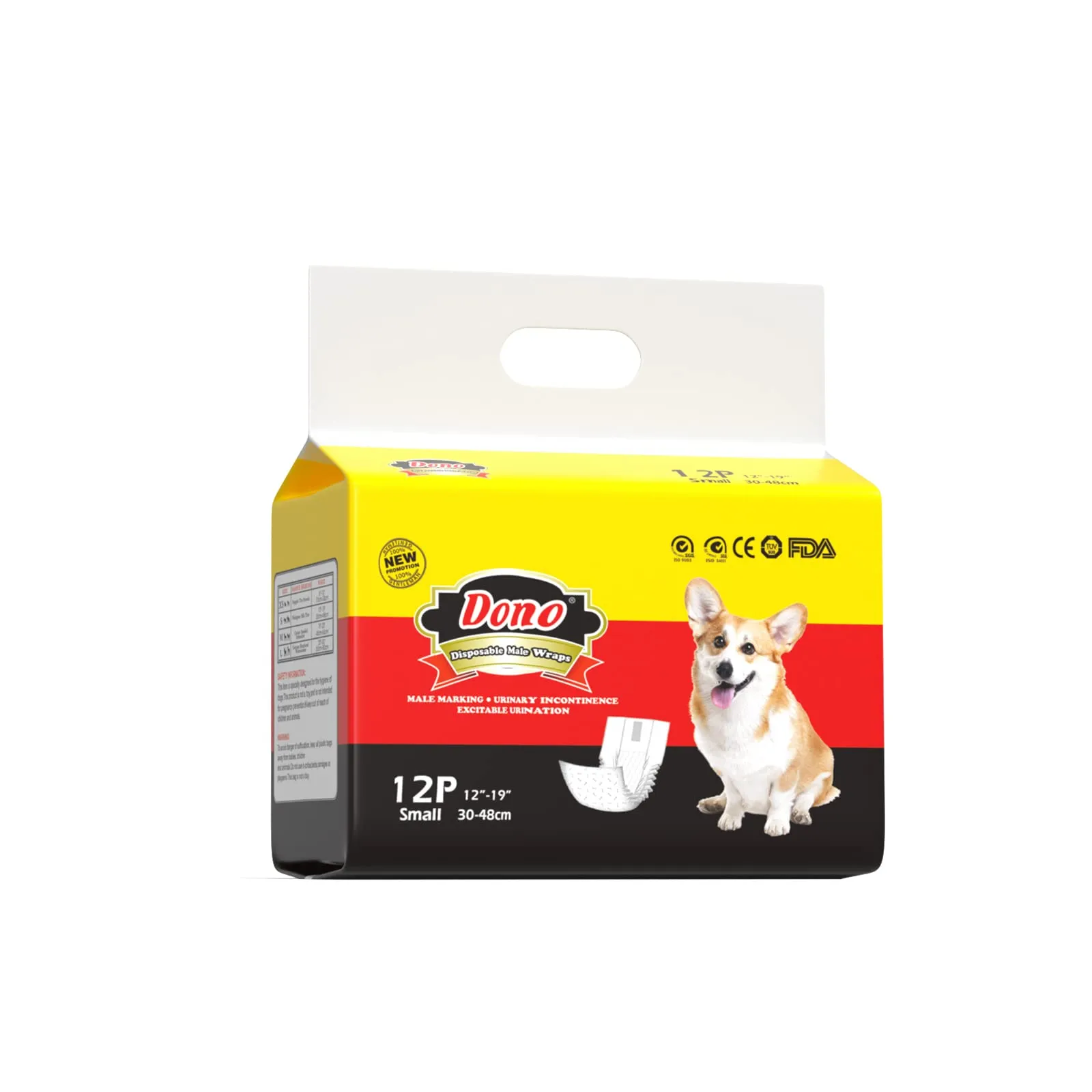 DONO Pannolini per cani monouso per pannolini super assorbi cani con indicatore di umidità (S 12count(12"-19")) - immagine 8