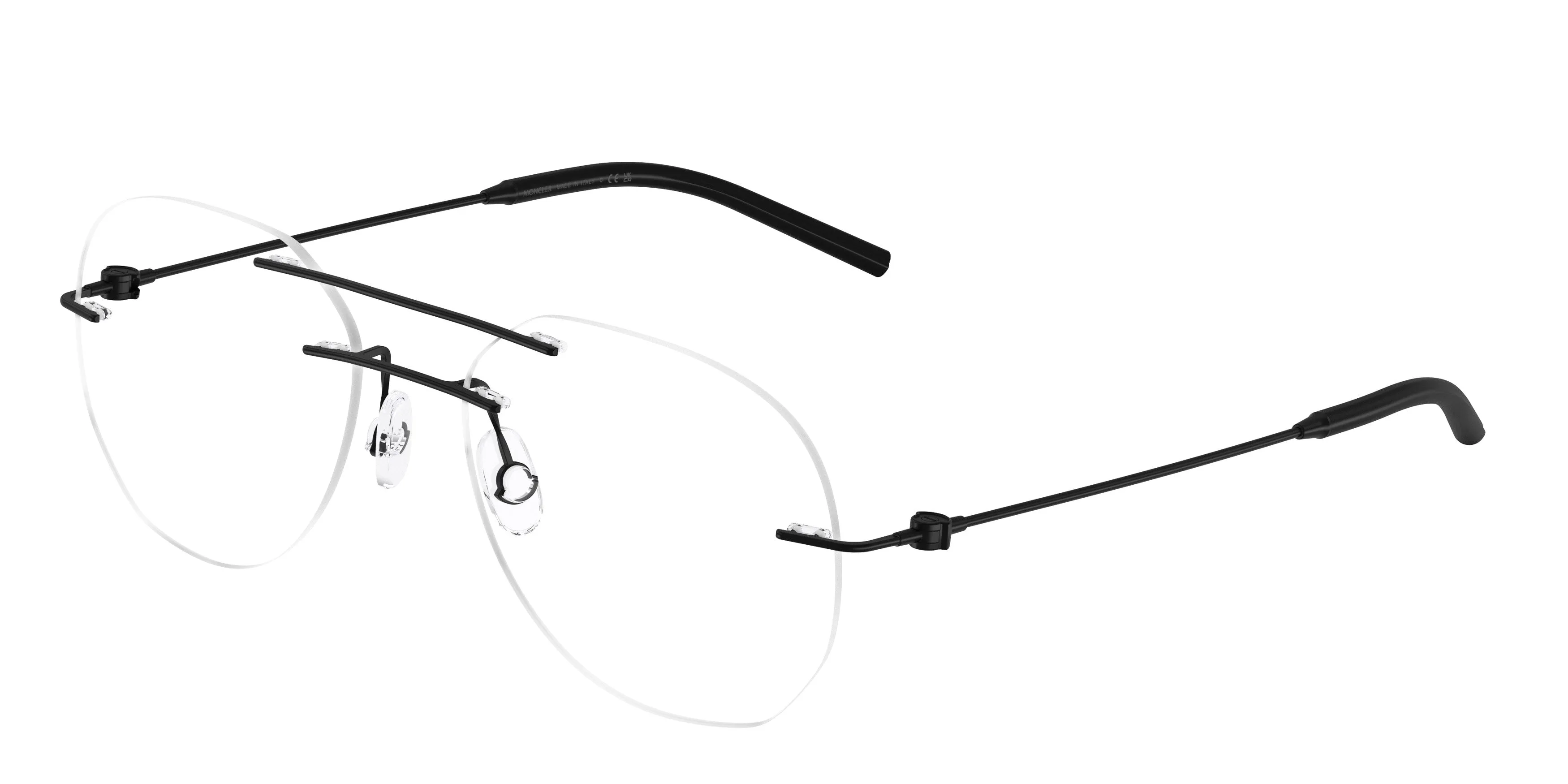 Moncler ME1003 1001 Montature da vista Acciaio Nero Trasparente Geometrica Normale - immagine 1