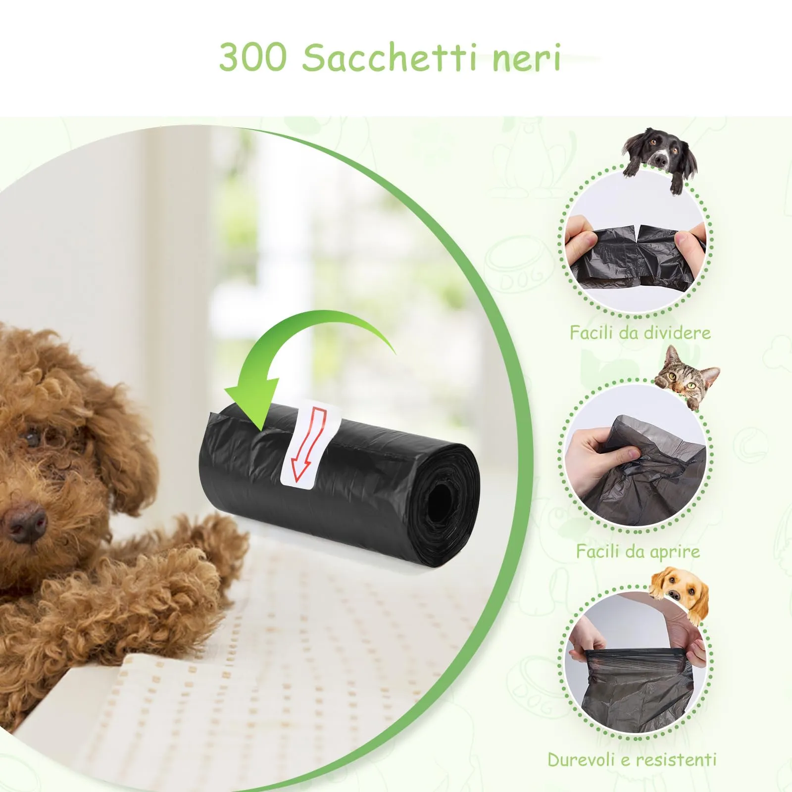Rolls Sacchetti per gli escrementi dei cani, 300 unità - immagine 2