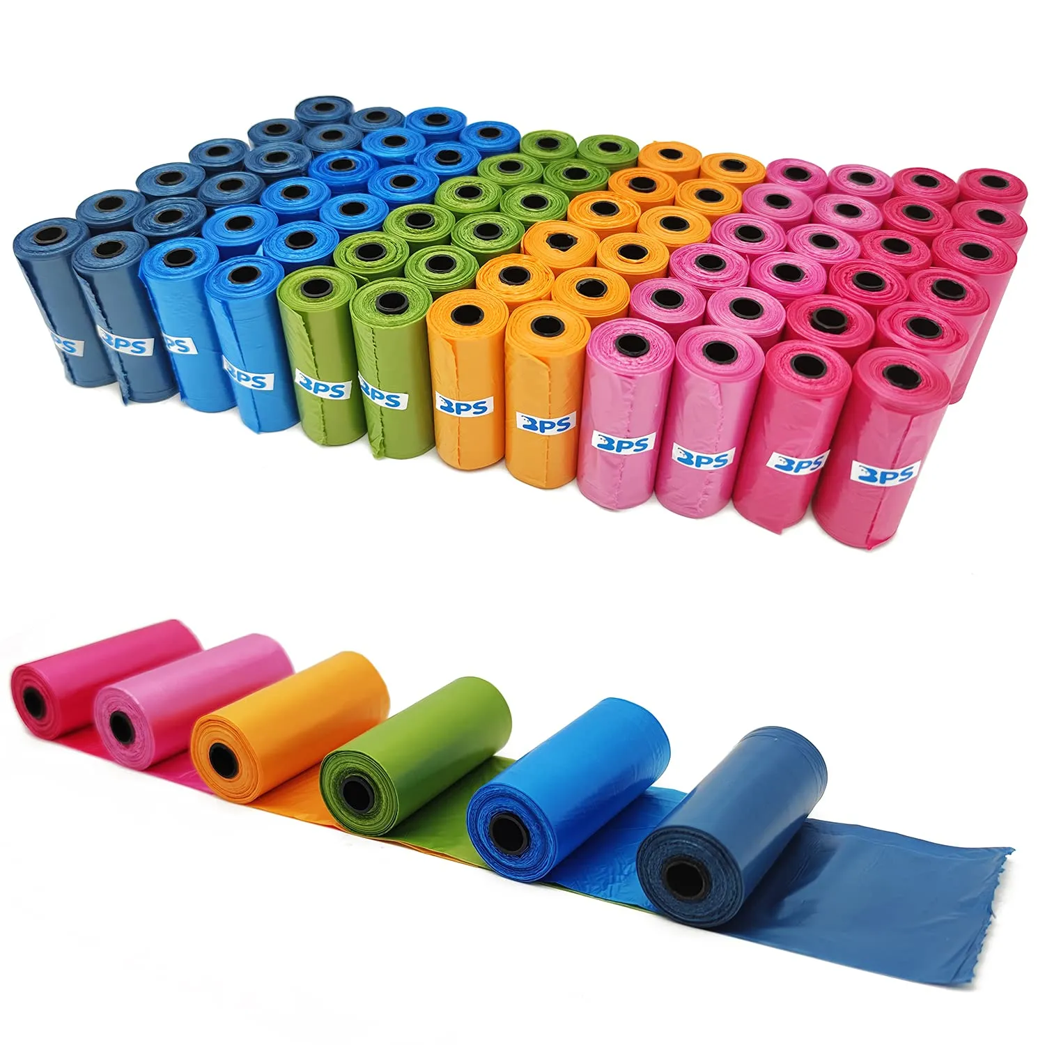 BPS - 1080 sacchetti per escrementi di cani, per animali domestici, confezione da 72 rotoli, multicolore, BPS-5382 x 01 - immagine 1