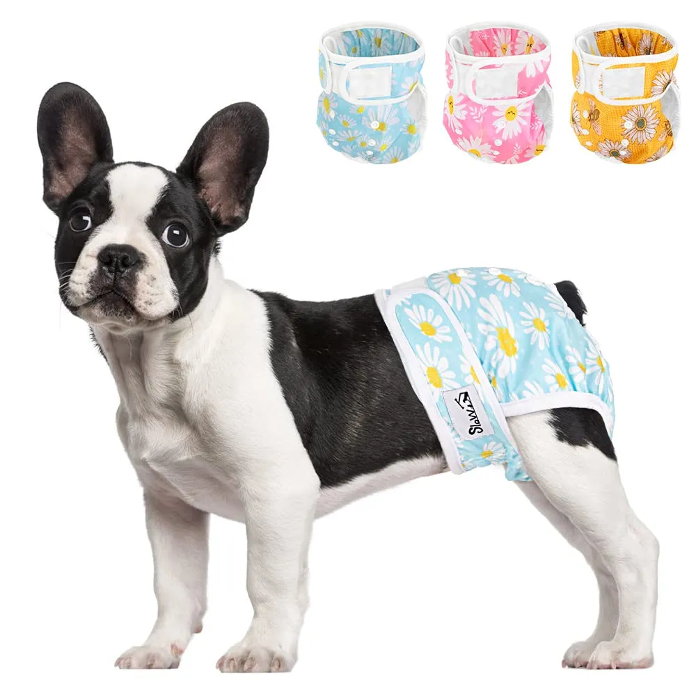 SlowTon Pannolini Riutilizzabili Del Cane Femmina, 3 Pack No Leak Lavabili Dog Period Pantaloni Super assorbenti Pantaloni di Calore Del Cane Comodi Pannolini Sanitari Del Cane con Pulsanti Regolabili - immagine 1