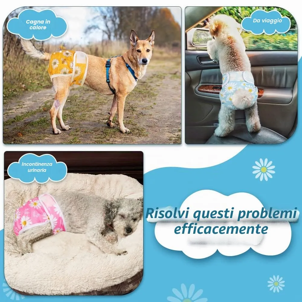 SlowTon Pannolini Riutilizzabili Del Cane Femmina, 3 Pack No Leak Lavabili Dog Period Pantaloni Super assorbenti Pantaloni di Calore Del Cane Comodi Pannolini Sanitari Del Cane con Pulsanti Regolabili - immagine 7