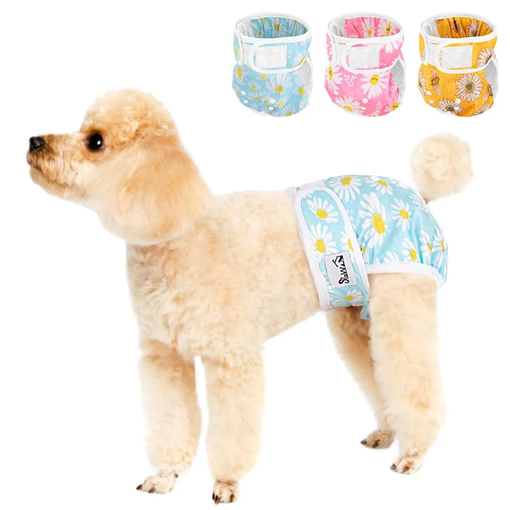 SlowTon Pannolini Riutilizzabili Del Cane Femmina, 3 Pack No Leak Lavabili Dog Period Pantaloni Super assorbenti Pannolini Sanitari Del Cane con Pulsanti Regolabili - immagine 1