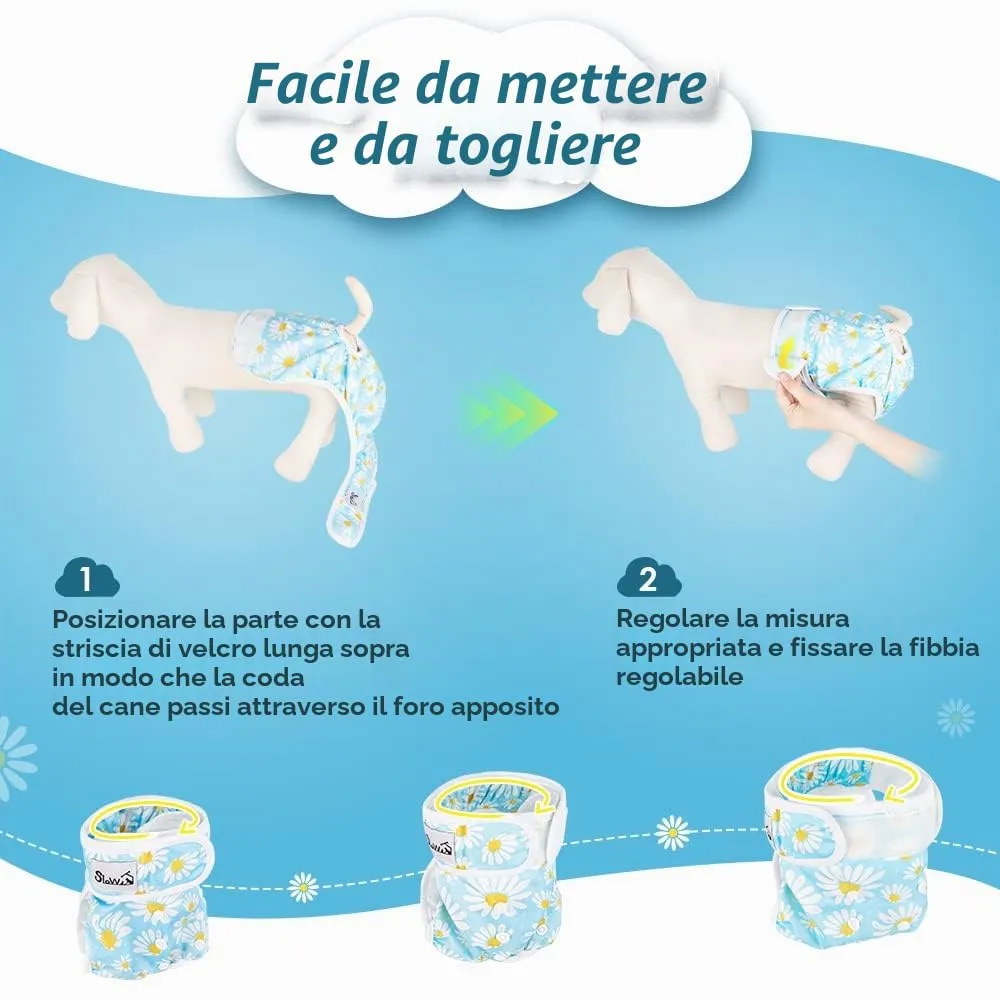SlowTon Pannolini Riutilizzabili Del Cane Femmina, 3 Pack No Leak Lavabili Dog Period Pantaloni Super assorbenti Pannolini Sanitari Del Cane con Pulsanti Regolabili - immagine 6