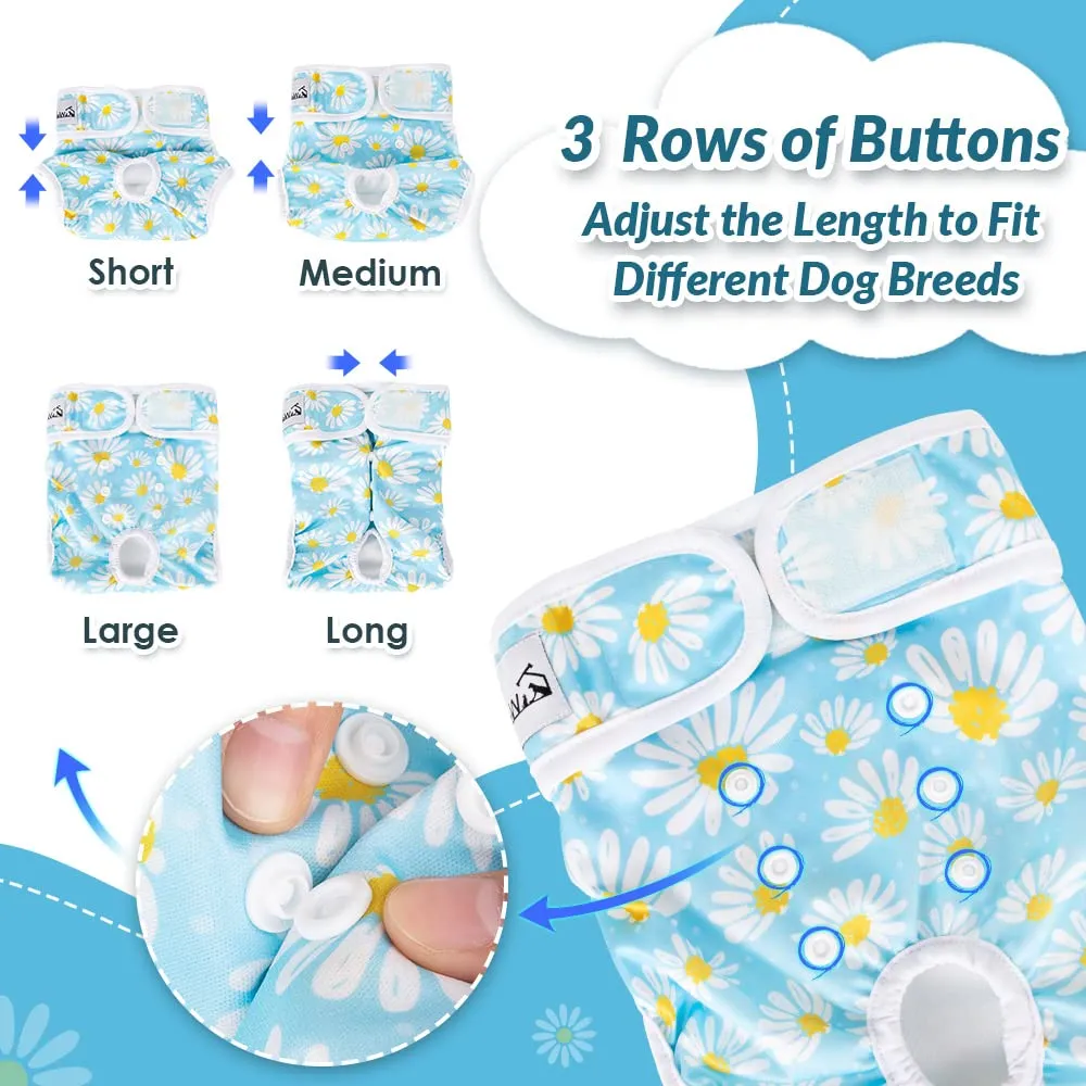 SlowTon Pannolini Riutilizzabili Del Cane Femmina, 3 Pack No Leak Lavabili Dog Period Pantaloni Super assorbenti Pantaloni di Calore Del Cane Comodi Pannolini Sanitari Del Cane con Pulsanti Regolabili - immagine 4