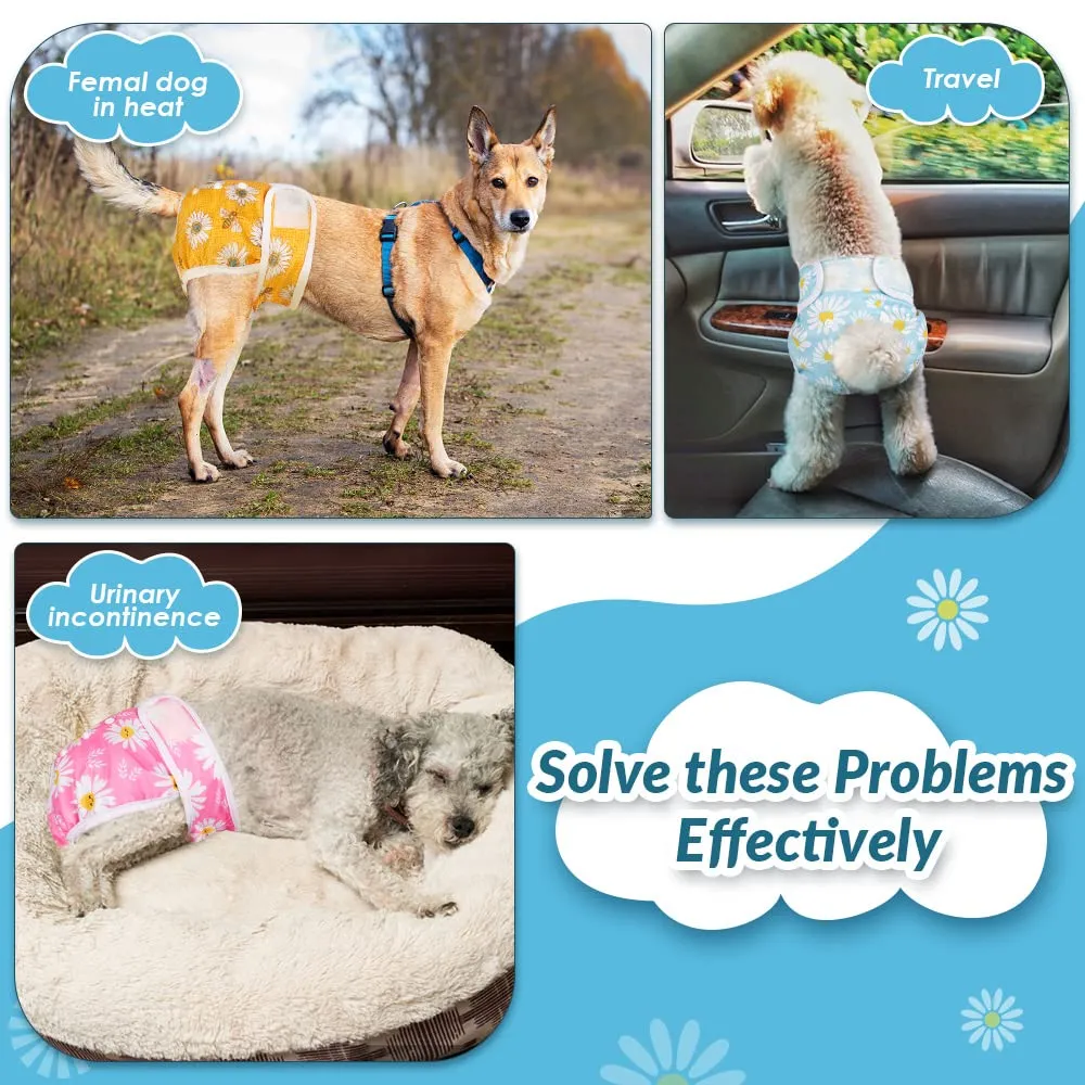 SlowTon Pannolini Riutilizzabili Del Cane Femmina, 3 Pack No Leak Lavabili Dog Period Pantaloni Super assorbenti Pantaloni di Calore Del Cane Comodi Pannolini Sanitari Del Cane con Pulsanti Regolabili - immagine 7