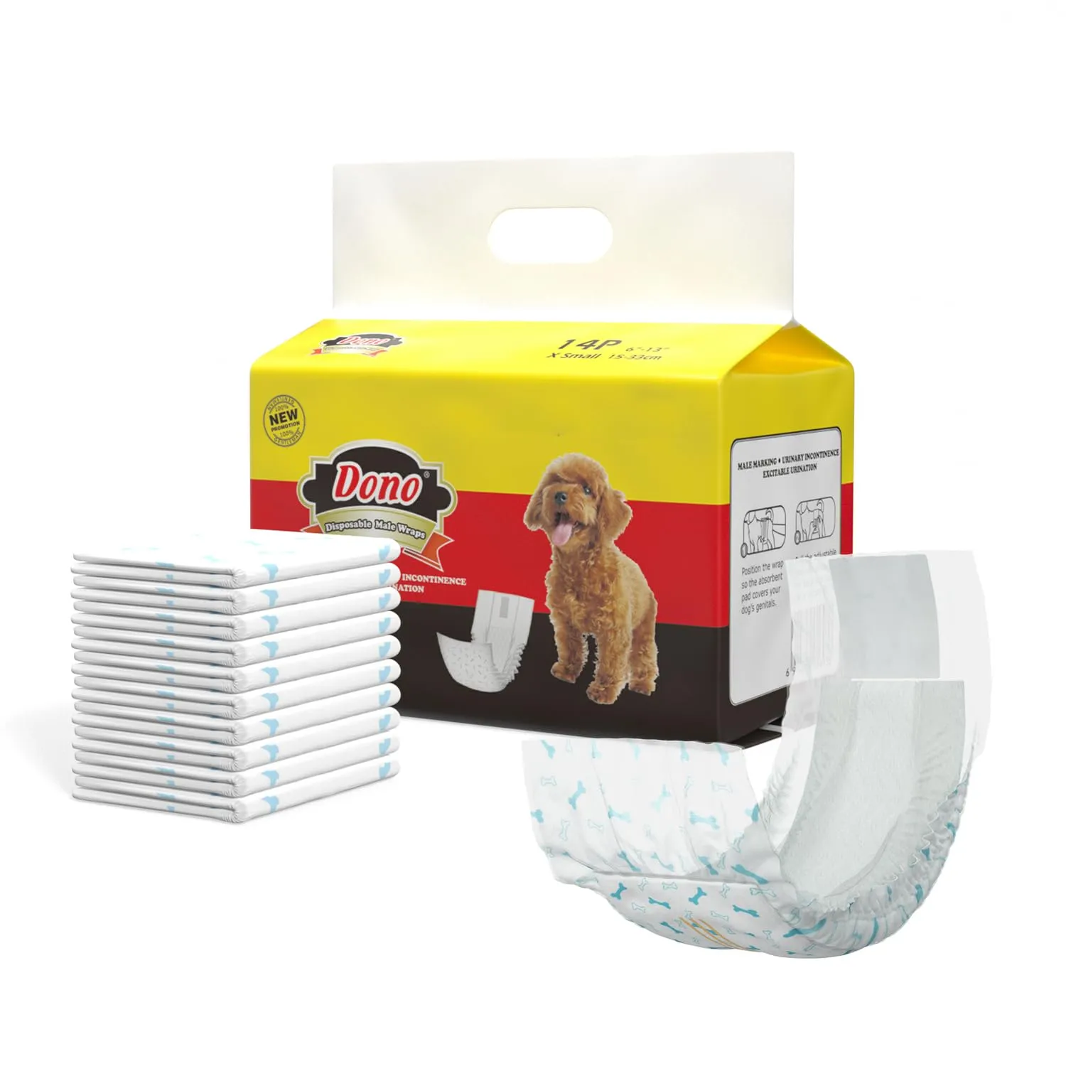 Dono Pannolini usa e getta per cani, 28 pezzi, per cani maschi con indicatore di umidità, pannolini super assorbenti per cani di piccola taglia - immagine 1
