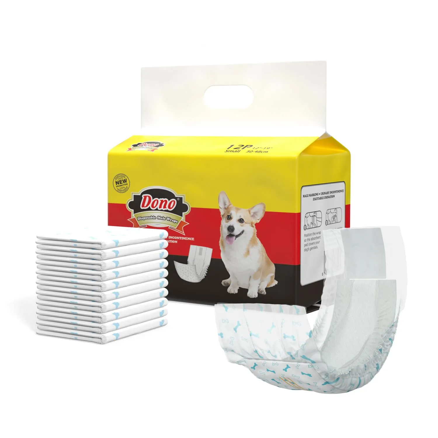 Dono Pannolini usa e getta, 24 pezzi, per cani maschi con indicatore di umidità, pannolini super assorbenti per cani di piccola taglia - immagine 1