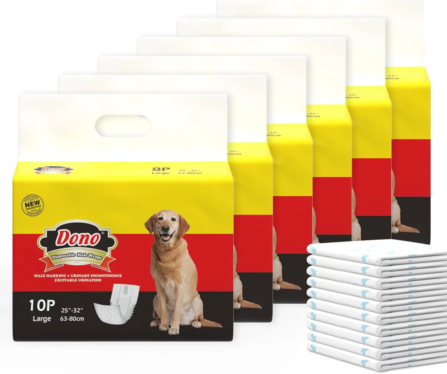 Dono Pannolini per cani e animali domestici, usa e getta, per cuccioli e cani, super assorbenti (6 m – 60 count) - immagine 1
