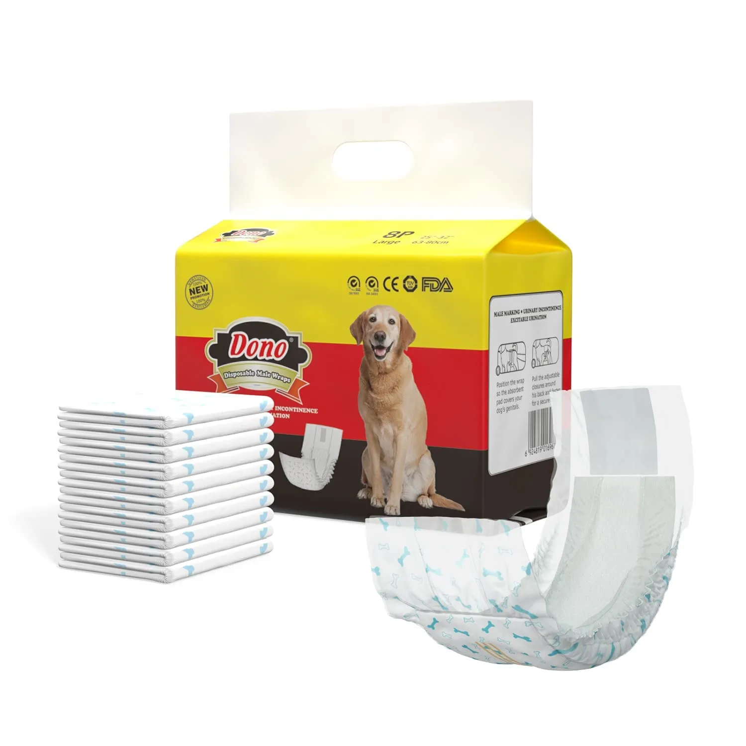 Dono Pannolini per cani e animali domestici, usa e getta, per cuccioli e cani, super assorbenti (6 m – 60 count) - immagine 8