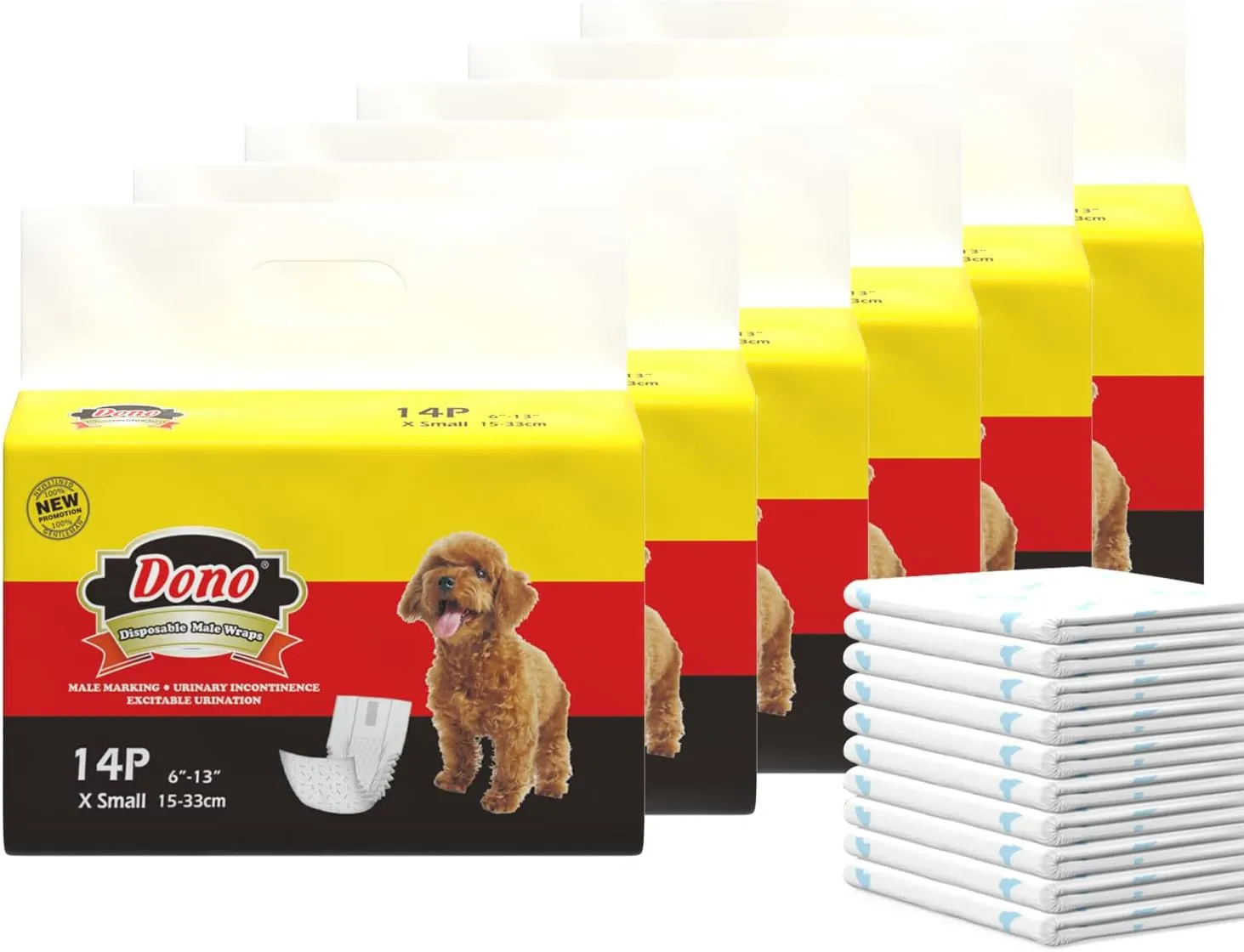 Dono Pannolini per cani e animali domestici, usa e getta, per cuccioli e cani, super assorbenti (6XS -84count) - immagine 1