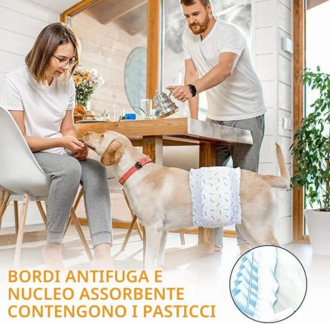 Dono Pannolini per cani e animali domestici, usa e getta, per cuccioli e cani, super assorbenti (6XS -84count) - immagine 3