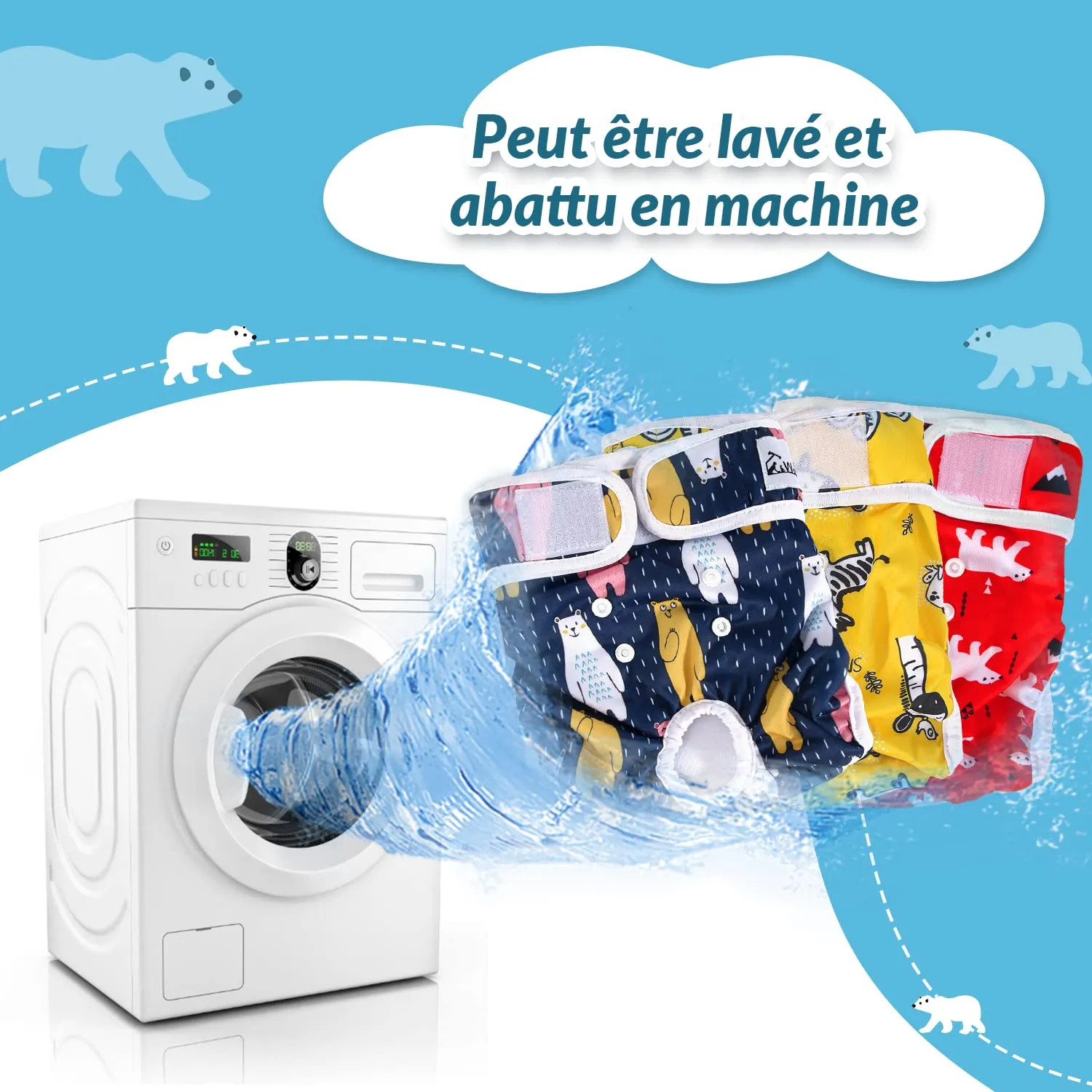 SlowTon Pannolini Riutilizzabili Del Cane Femmina, 3 Pack No Leak Lavabili Dog Period Pantaloni Super assorbenti Pantaloni di Calore Del Cane Comodi Pannolini Sanitari Del Cane con Pulsanti Regolabili - immagine 5