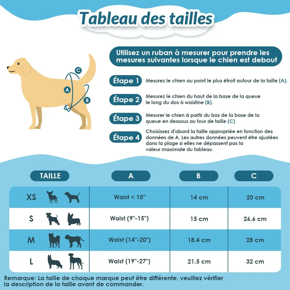 SlowTon Pannolini Riutilizzabili Del Cane Femmina, 3 Pack No Leak Lavabili Dog Period Pantaloni Super assorbenti Pantaloni di Calore Del Cane Comodi Pannolini Sanitari Del Cane con Pulsanti Regolabili - immagine 3