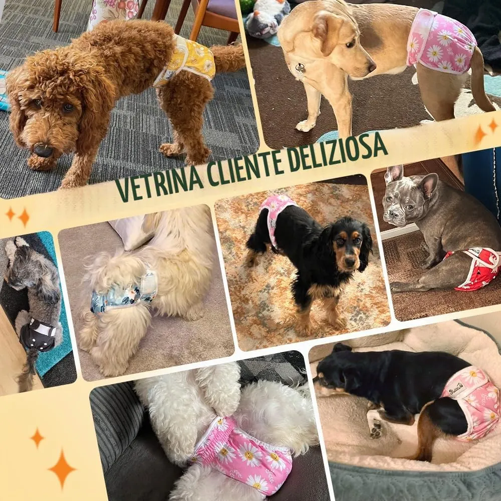 SlowTon Pannolini Riutilizzabili Del Cane Femmina, 3 Pack No Leak Lavabili Dog Period Pantaloni Super assorbenti Pantaloni di Calore Del Cane Comodi Pannolini Sanitari Del Cane con Pulsanti Regolabili - immagine 8