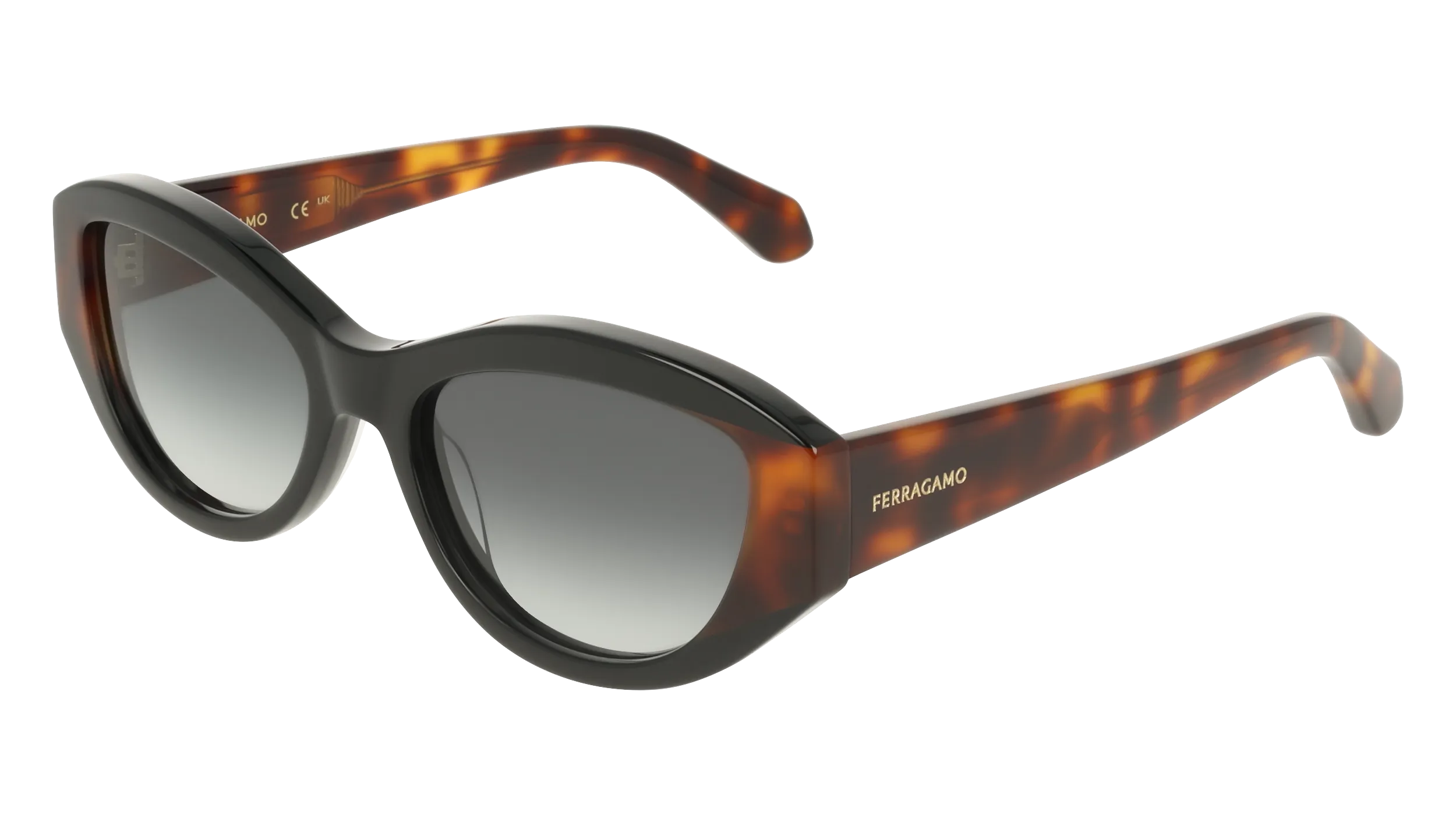 Ferragamo SF2104S 006 Occhiali da sole Acetato Nero Rotonda Normale - immagine 1