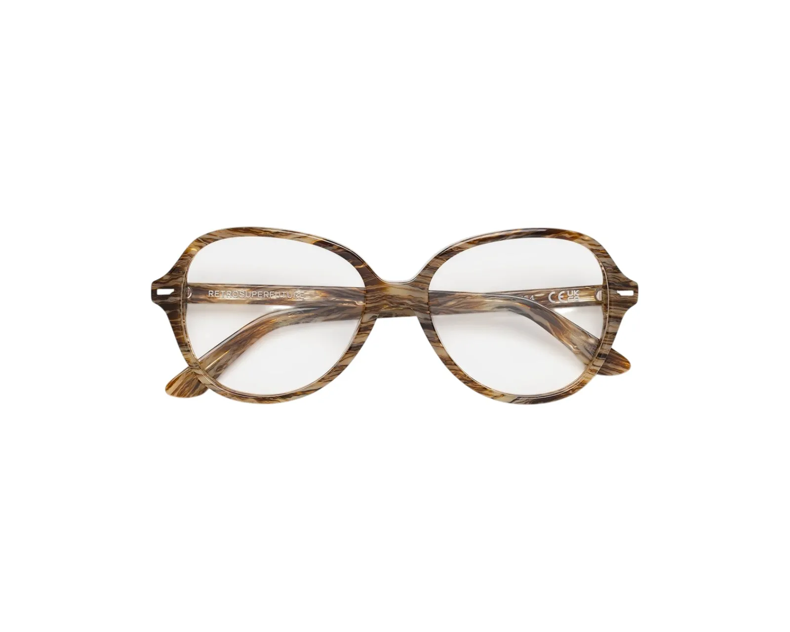 Retrosuperfuture NYY NUMERO 154 GRAFFIATO Montature da vista Acetato Marrone Farfalla - immagine 2