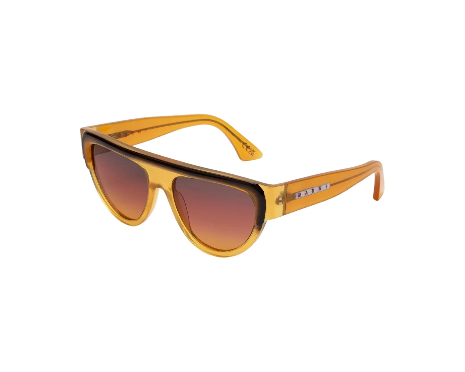 Marni 8AK Ziruna Faded Tan Occhiali da sole Acetato Arancione Rosso Pilot Normale Sfumato - immagine 1