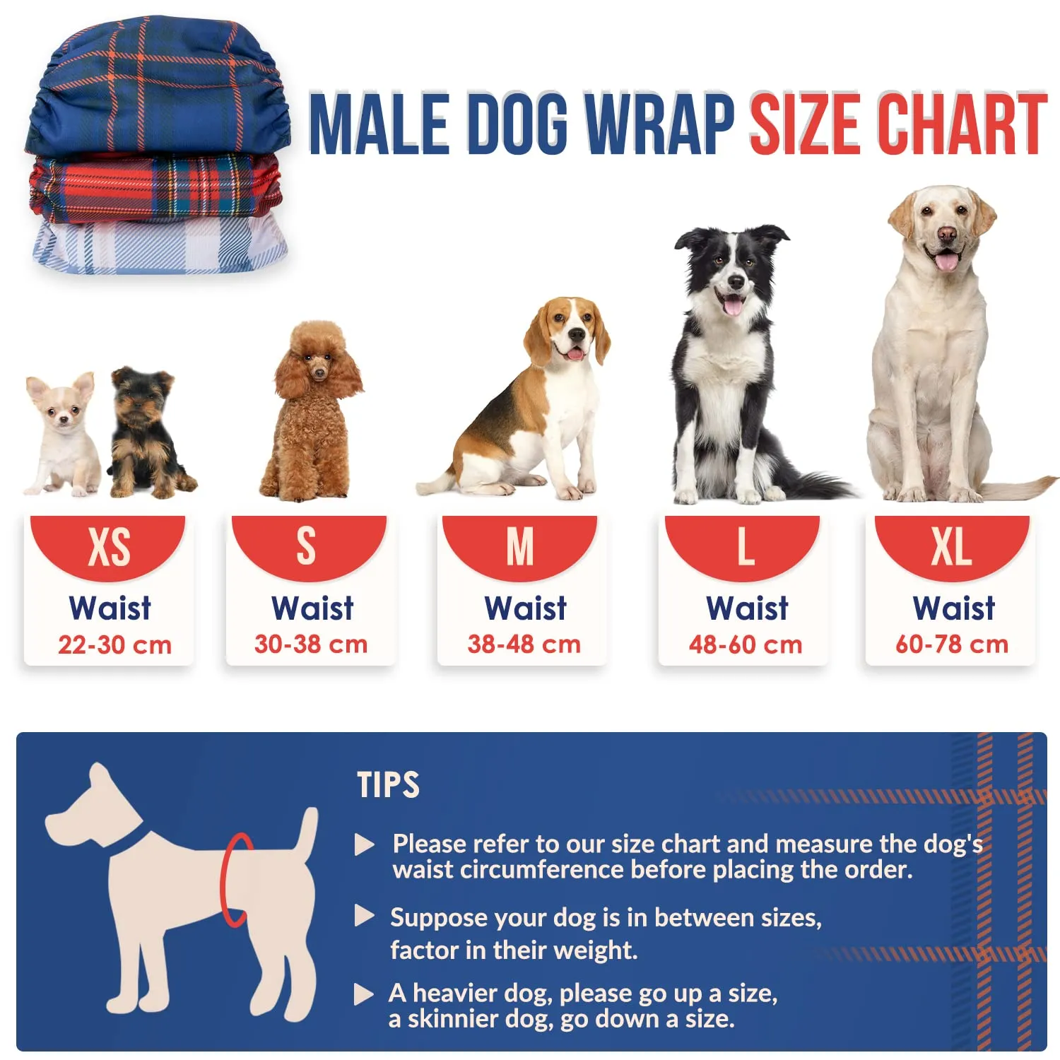 Slowton Male Dog Diapers Wraps, Pannolini lavabili fasce per la pancia con cuscinetti aggiuntivi, Pannolini altamente assorbenti con chiusura flessibile, confezione da 5 - immagine 7
