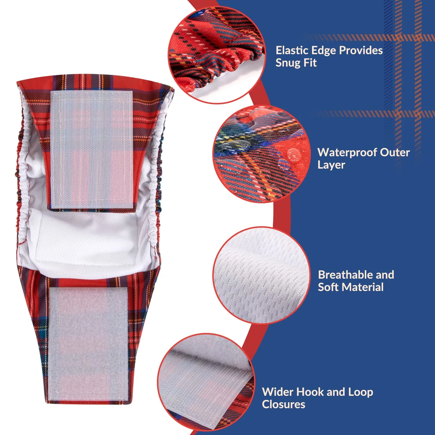 Slowton Male Dog Diapers Wraps, Pannolini lavabili fasce per la pancia con cuscinetti aggiuntivi, Pannolini altamente assorbenti con chiusura flessibile, confezione da 5 - immagine 4