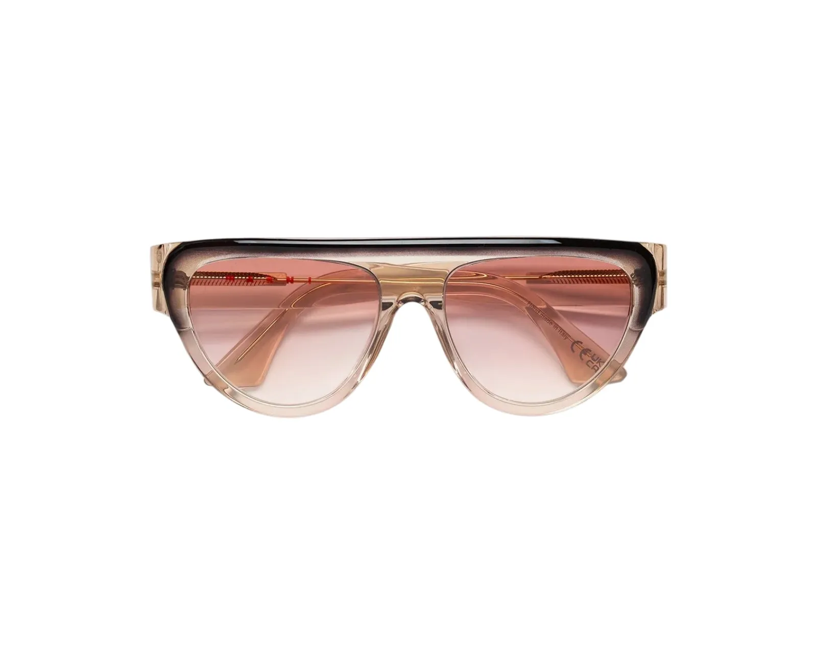Marni VUV Ziruna Faded Resin Occhiali da sole Acetato Beige Rosa Pilot Normale Sfumato - immagine 2