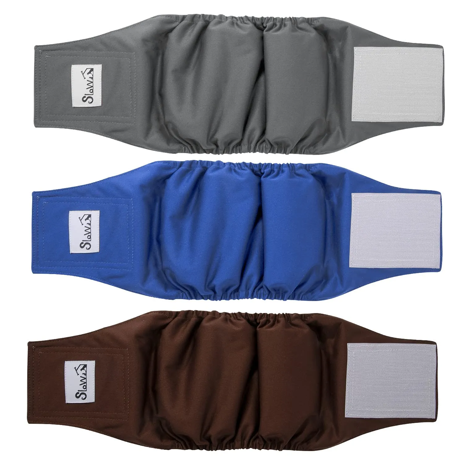 Slowton Male Dog Diapers Wraps, Pannolini lavabili fasce per la pancia con cuscinetti aggiuntivi, Pannolini altamente assorbenti con chiusura flessibile, confezione da 5 - immagine 1