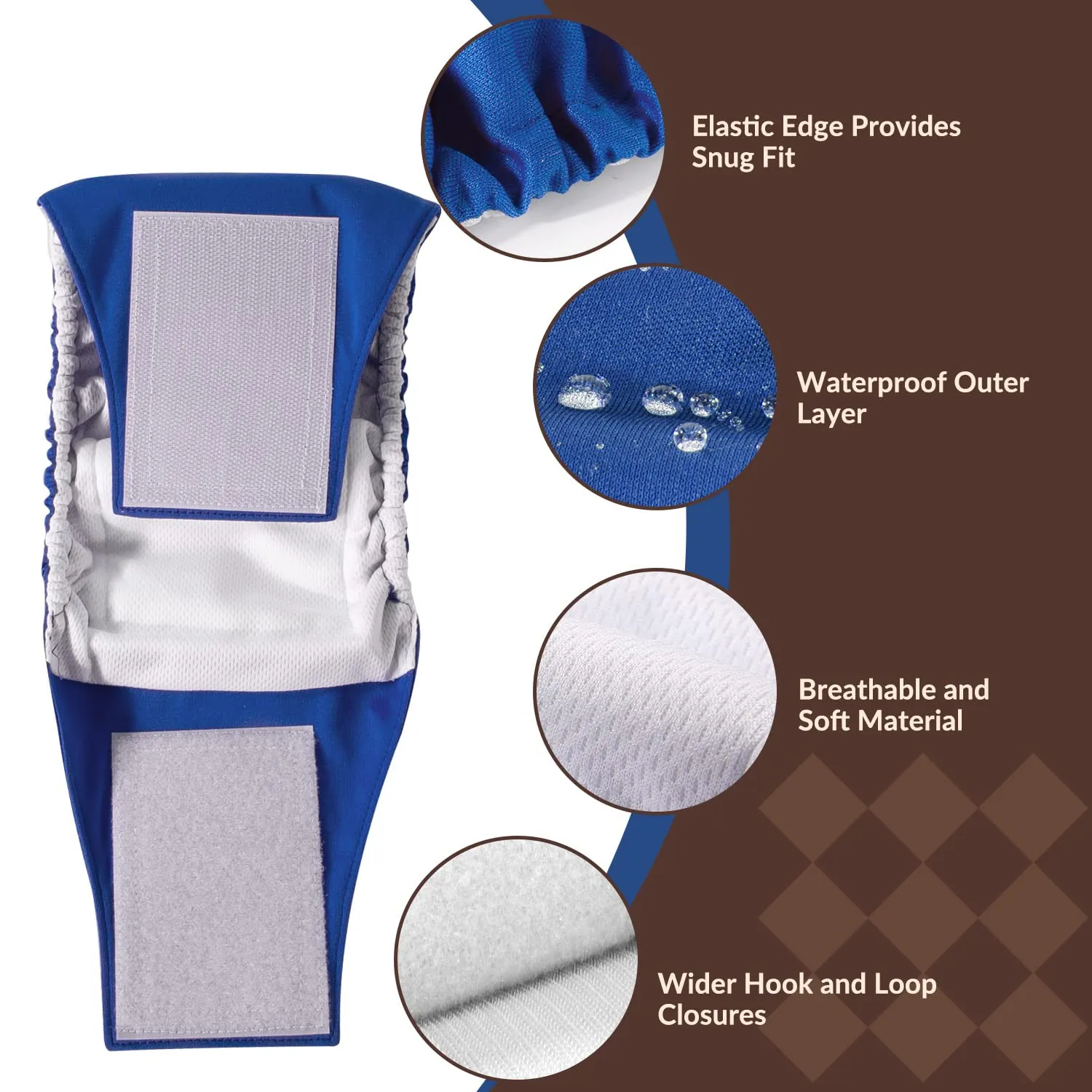 Slowton Male Dog Diapers Wraps, Pannolini lavabili fasce per la pancia con cuscinetti aggiuntivi, Pannolini altamente assorbenti con chiusura flessibile, confezione da 5 - immagine 4