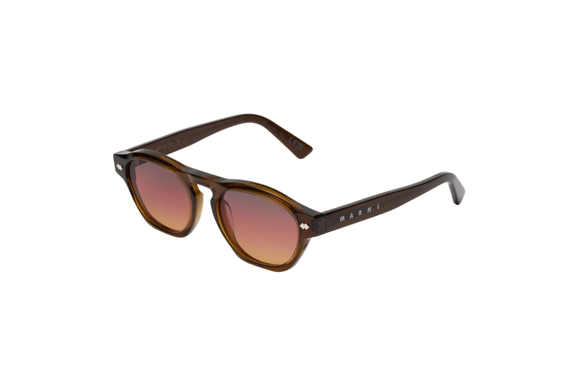 Marni MV7 Yunari Brown Occhiali da sole Acetato Marrone Rosso Geometrica Normale Sfumato - immagine 1