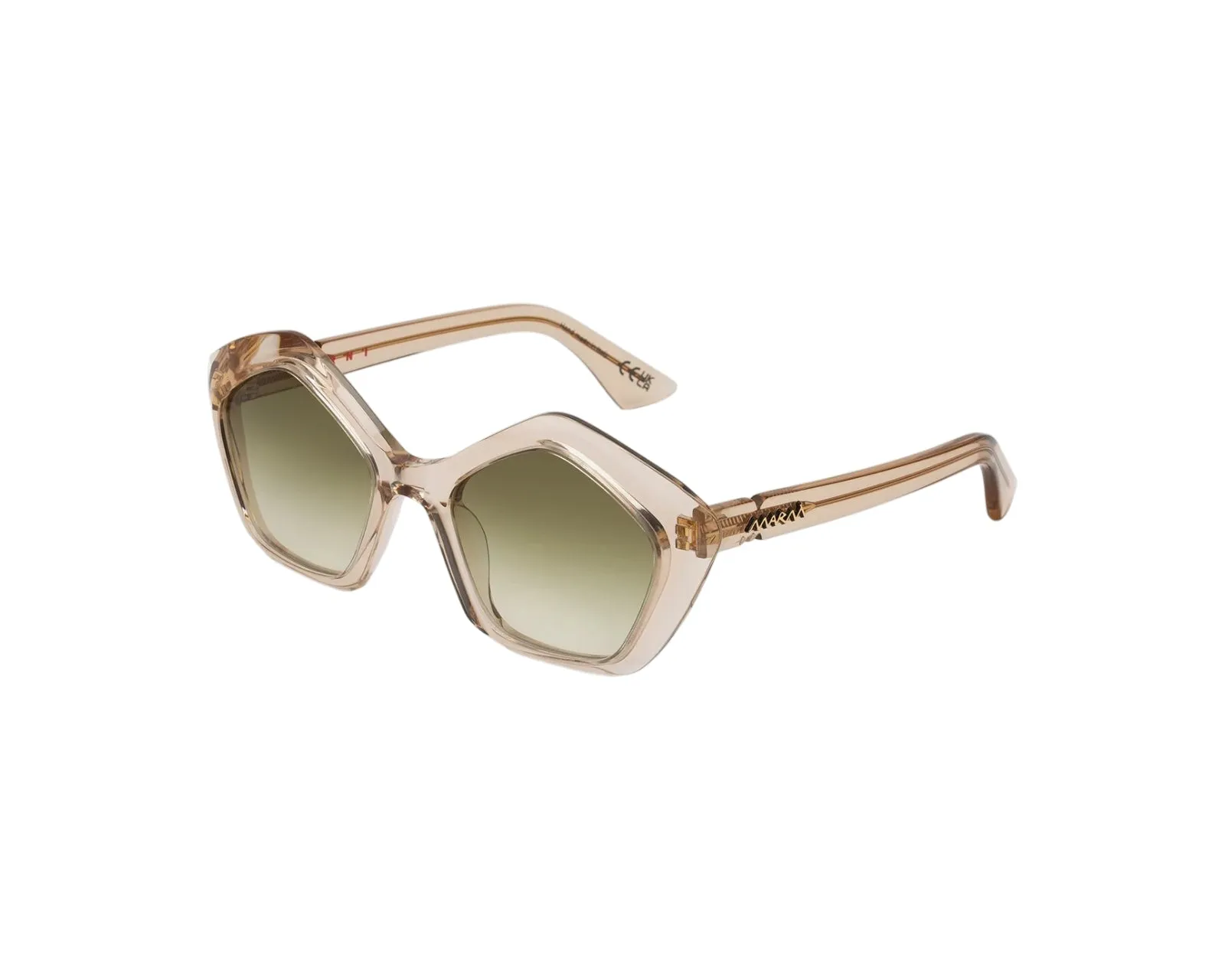 Marni 2TR Eluvi Resin Occhiali da sole Acetato Beige Verde Geometrica Normale Sfumato - immagine 1