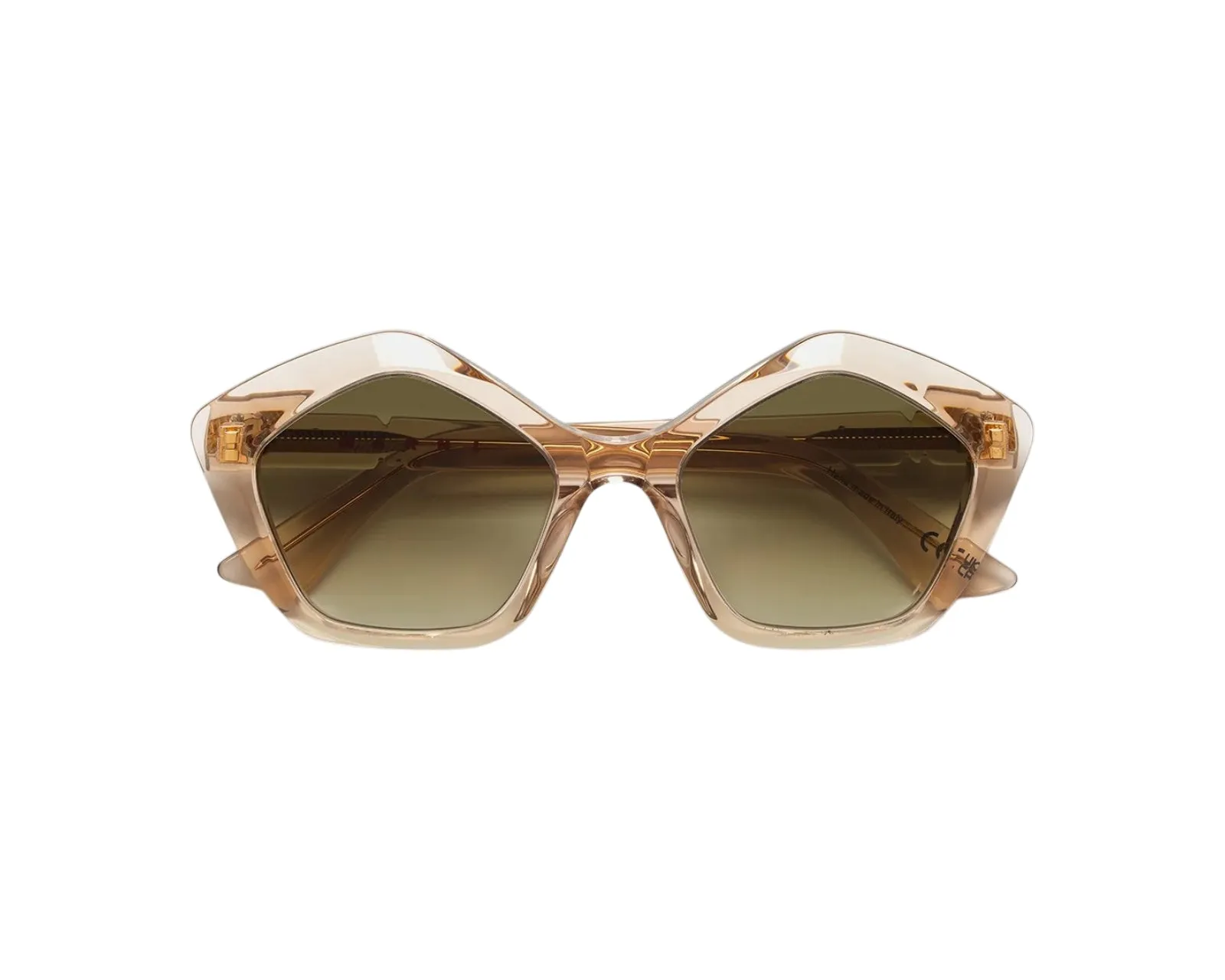 Marni 2TR Eluvi Resin Occhiali da sole Acetato Beige Verde Geometrica Normale Sfumato - immagine 2