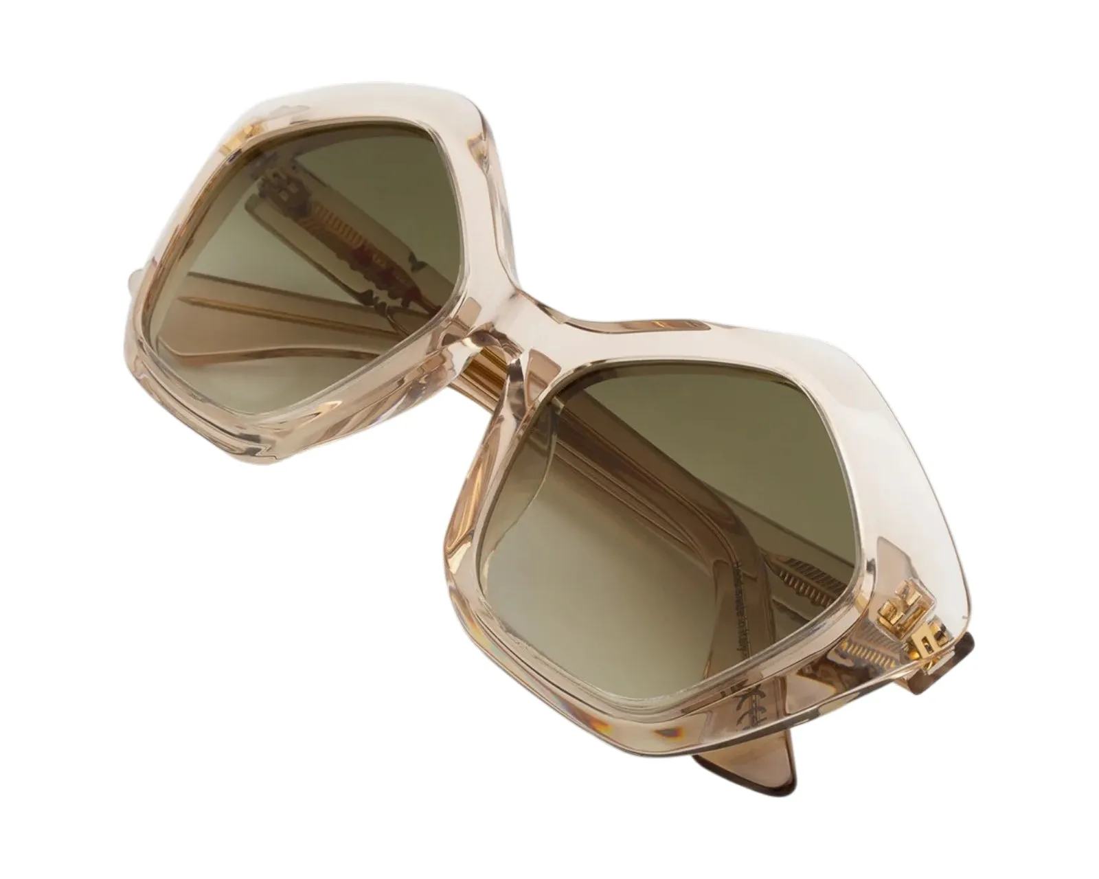 Marni 2TR Eluvi Resin Occhiali da sole Acetato Beige Verde Geometrica Normale Sfumato - immagine 3
