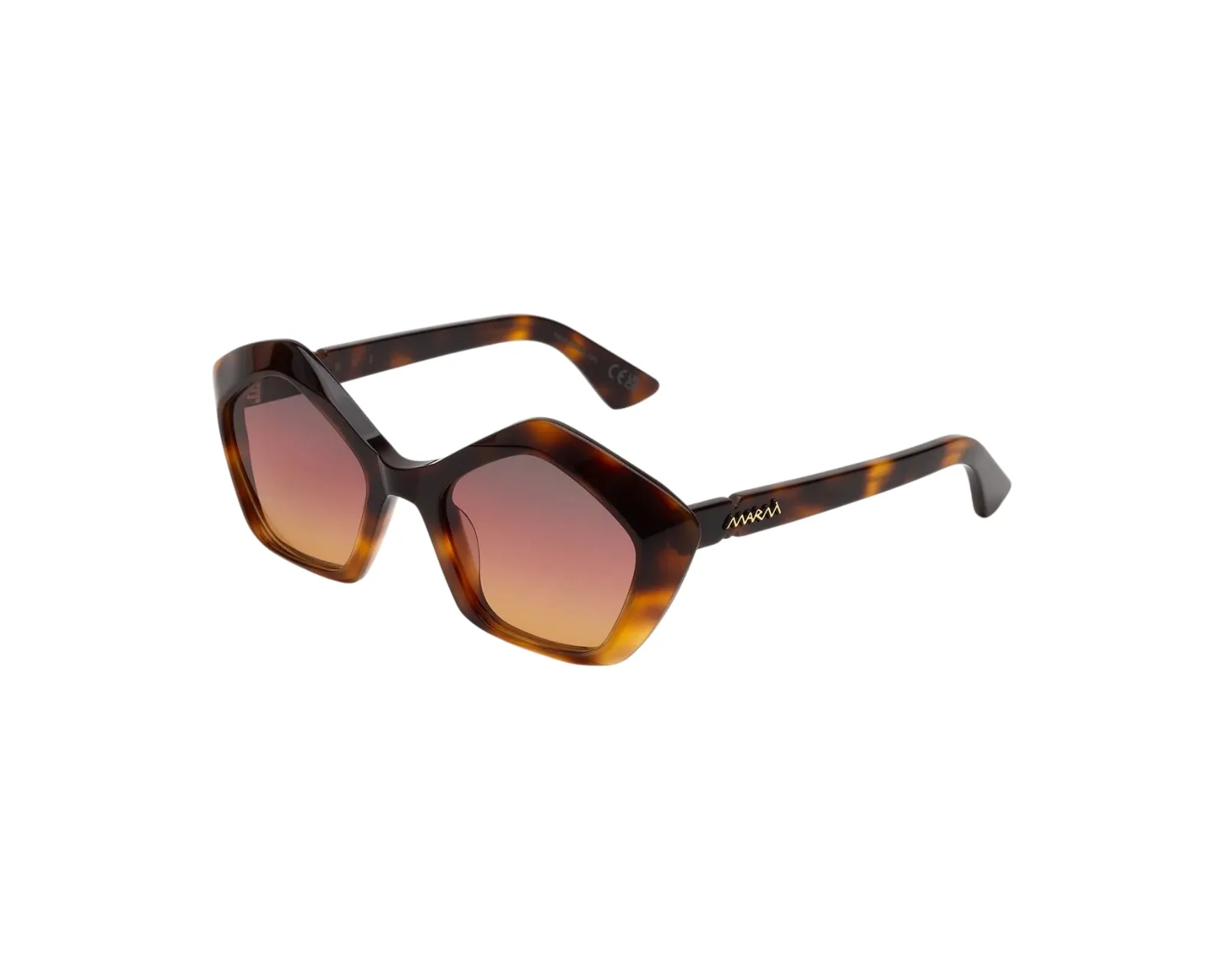 Marni ZXY Eluvi Faded Havana Occhiali da sole Acetato Havana Rosso Geometrica Normale Sfumato - immagine 1