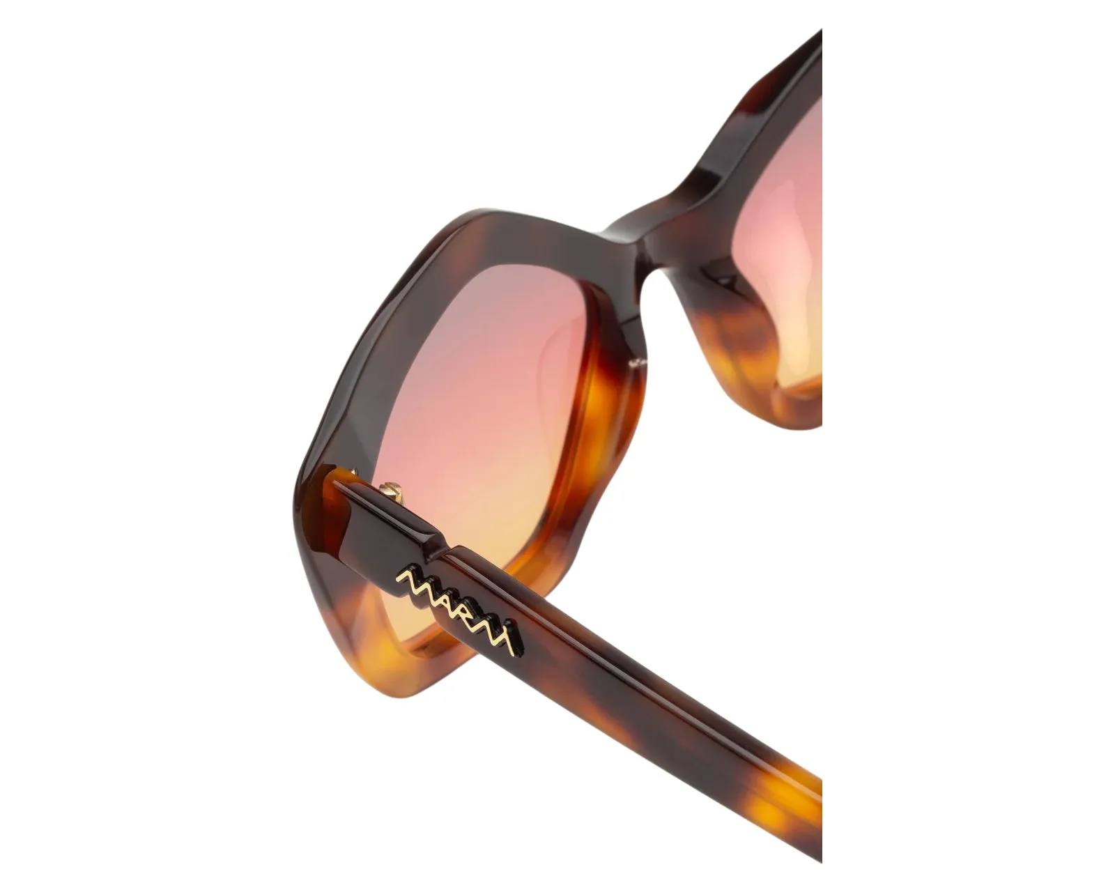 Marni ZXY Eluvi Faded Havana Occhiali da sole Acetato Havana Rosso Geometrica Normale Sfumato - immagine 3