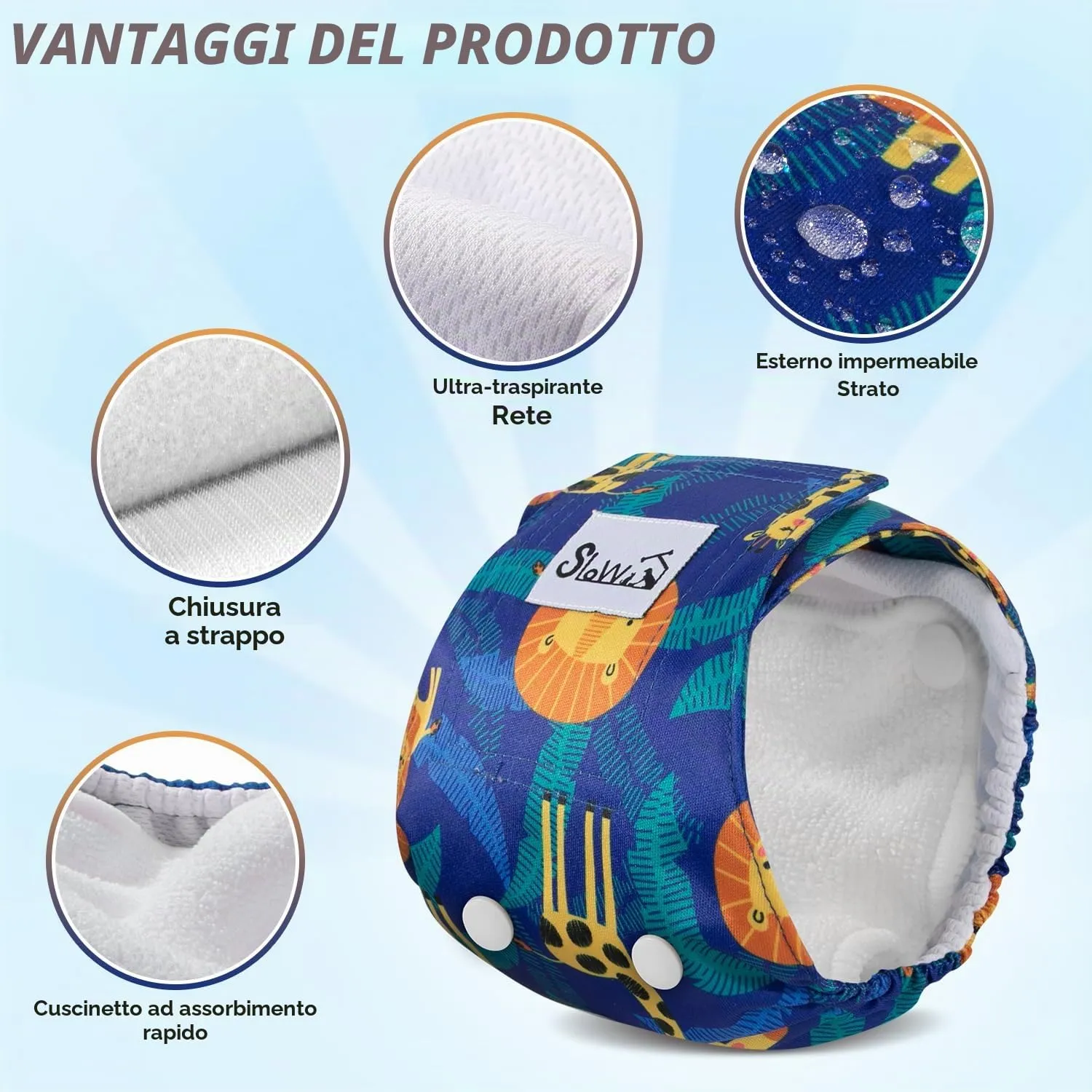 Slowton Male Dog Diapers Wraps, Pannolini lavabili fasce per la pancia con cuscinetti aggiuntivi, Pannolini altamente assorbenti con chiusura flessibile, confezione da 5 - immagine 4