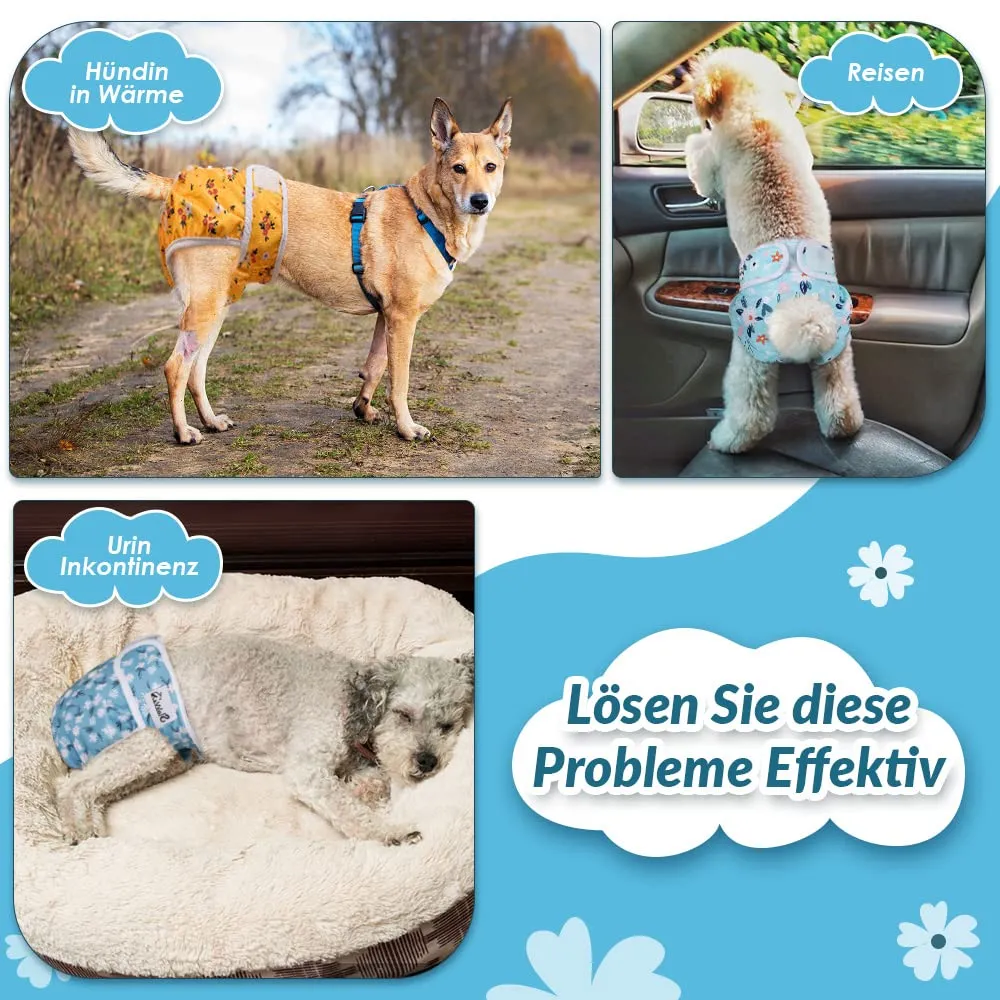 SlowTon Pannolini Riutilizzabili Del Cane Femmina, 3 Pack No Leak Lavabili Dog Period Pantaloni Super assorbenti Pantaloni di Calore Del Cane Comodi Pannolini Sanitari Del Cane con Pulsanti Regolabili - immagine 7