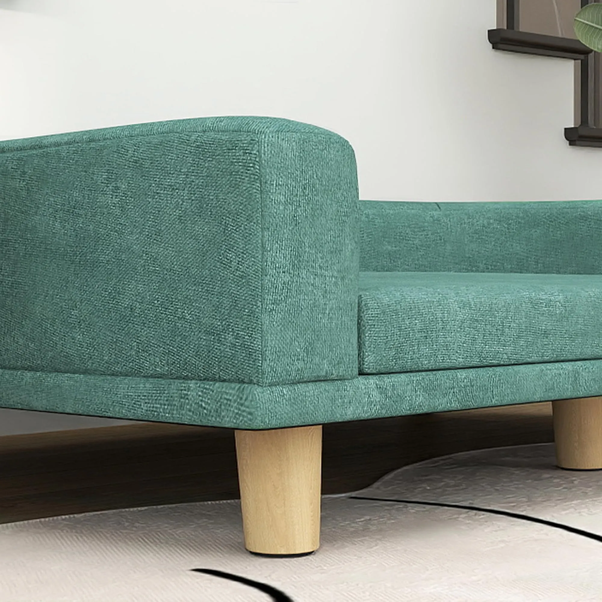 PawHut Divano per Cani Taglia Grande Gambe Rialzate 98x67x25cm Verde Chiaro - immagine 8