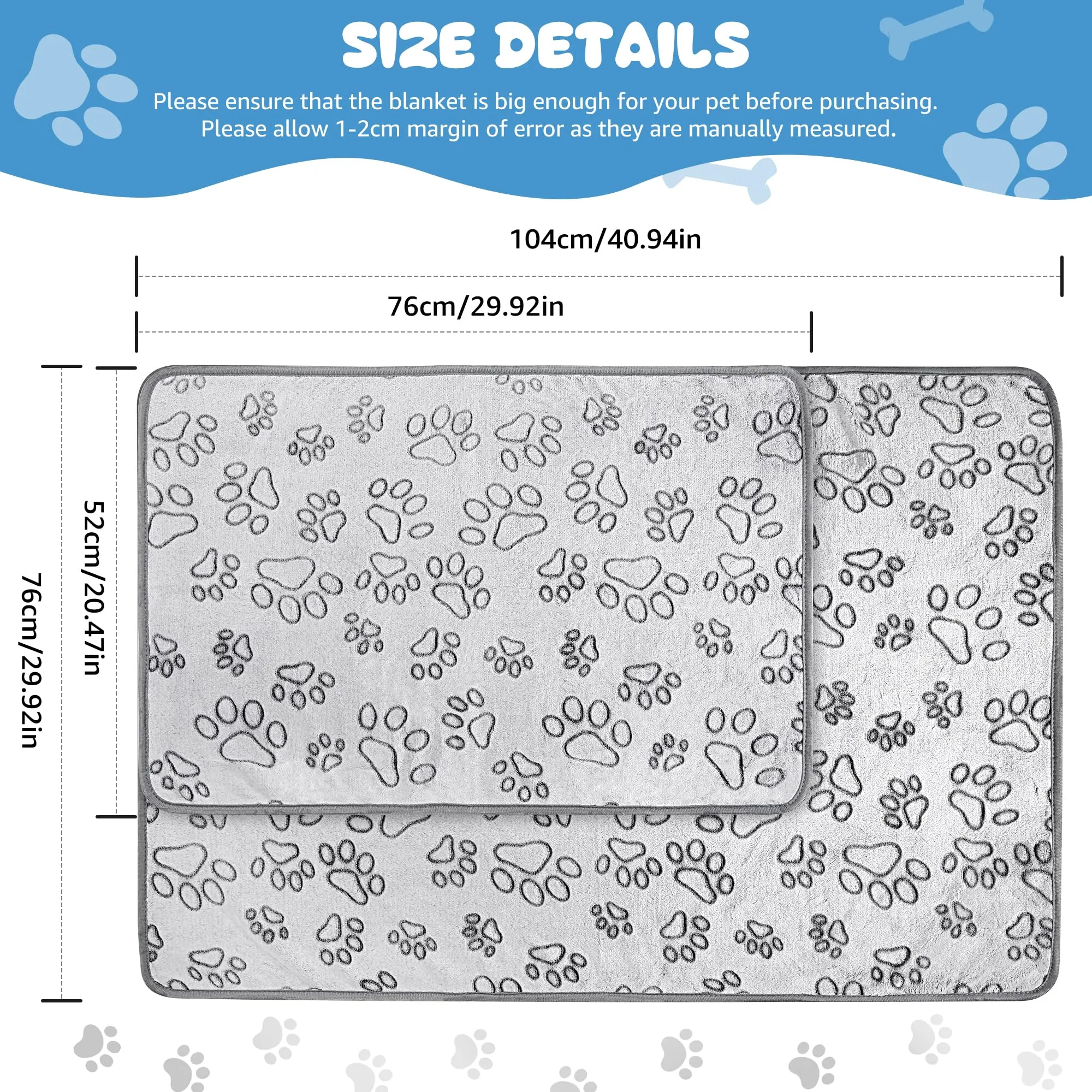 Set di 3 Coperte per Cani e Gatti, Lavabili, Soffici e Morbide - immagine 2