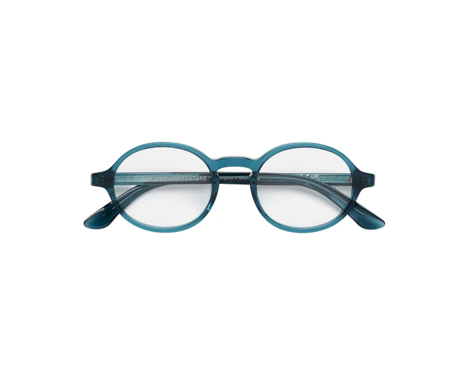 Retrosuperfuture J9I NUMERO 140 TEAL Montature da vista Acetato Blu Rotonda - immagine 2