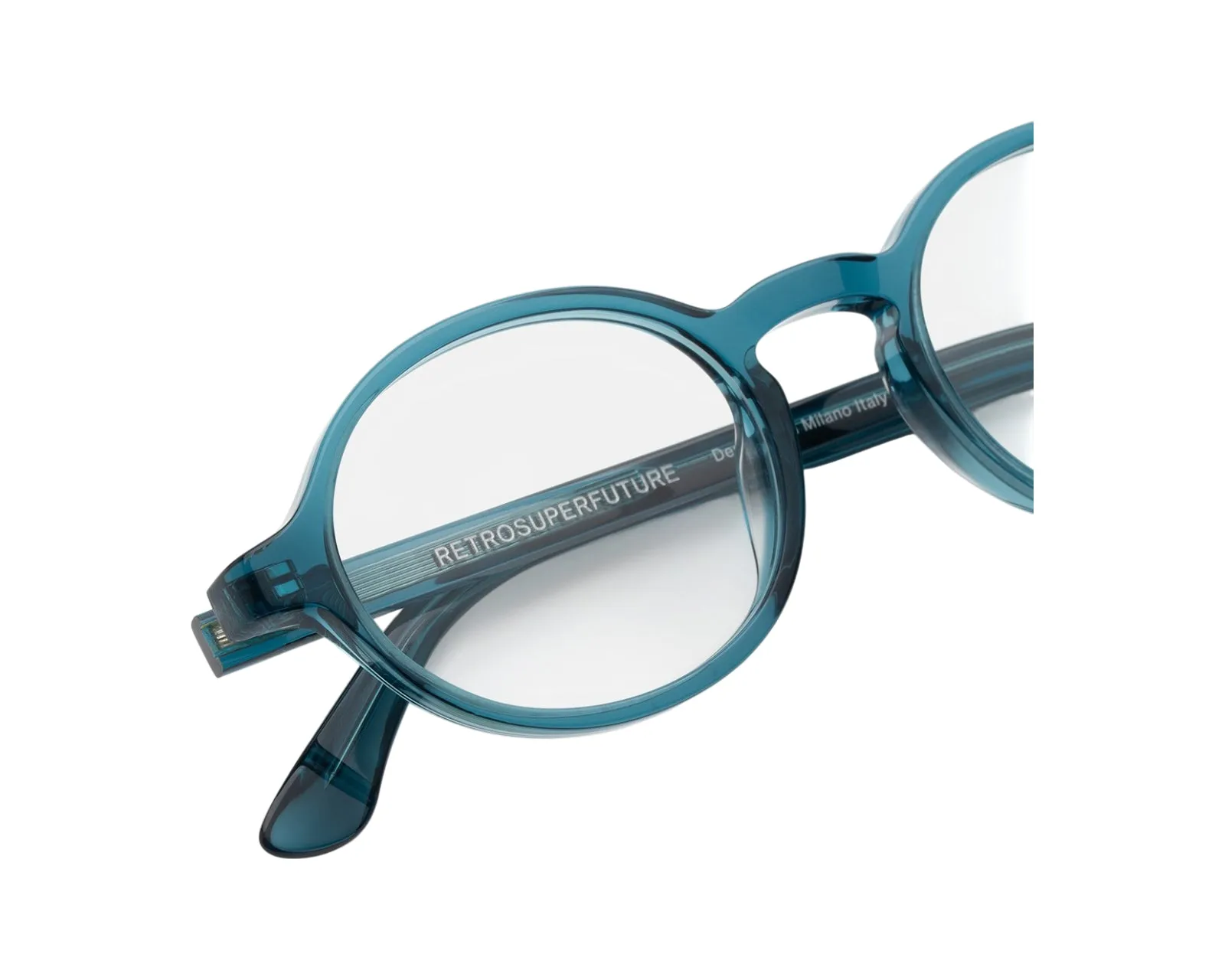 Retrosuperfuture J9I NUMERO 140 TEAL Montature da vista Acetato Blu Rotonda - immagine 3