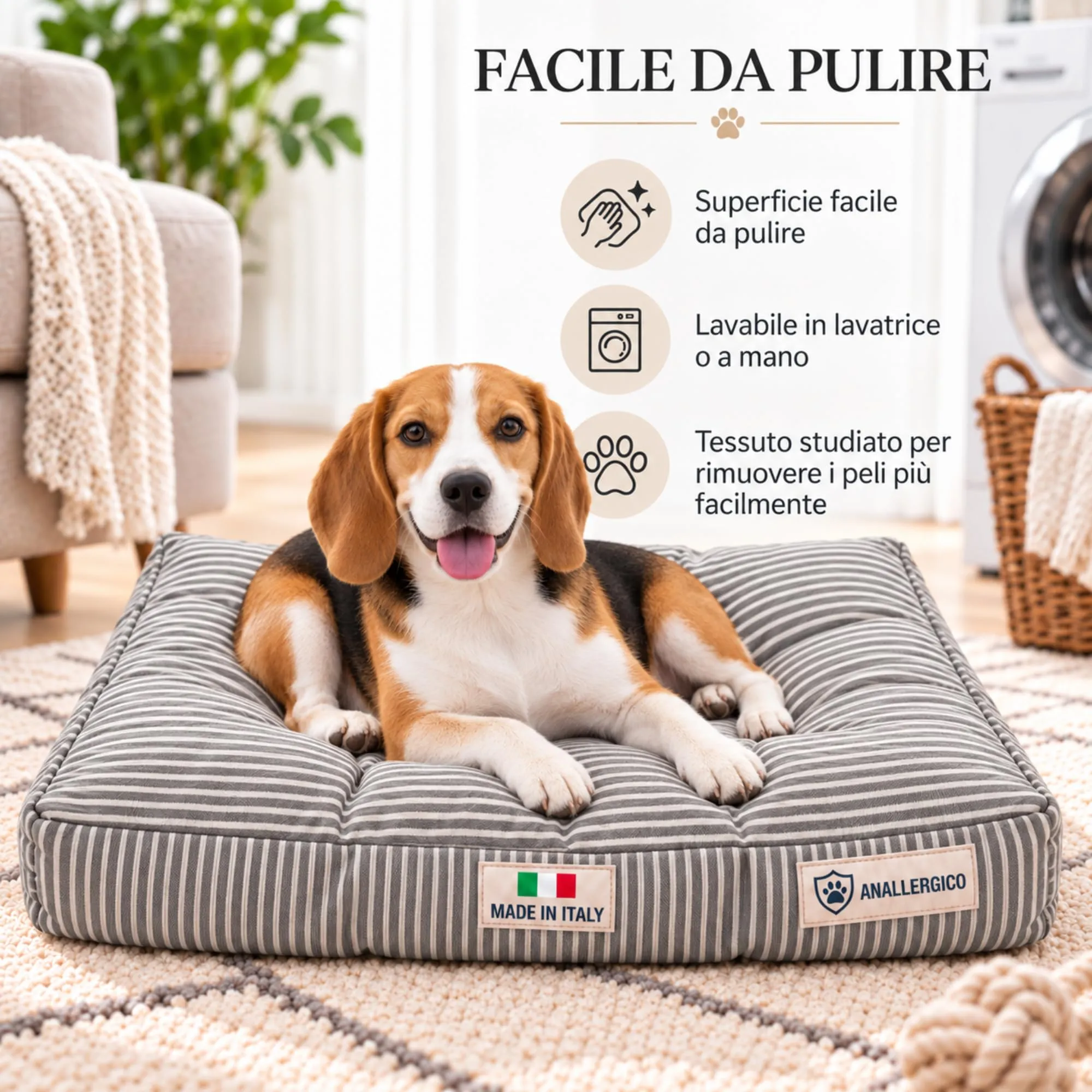 TECNOCUCI Cuccia Cane Lavabile, Realizzata a Mano in Italia, Taglia L - immagine 3