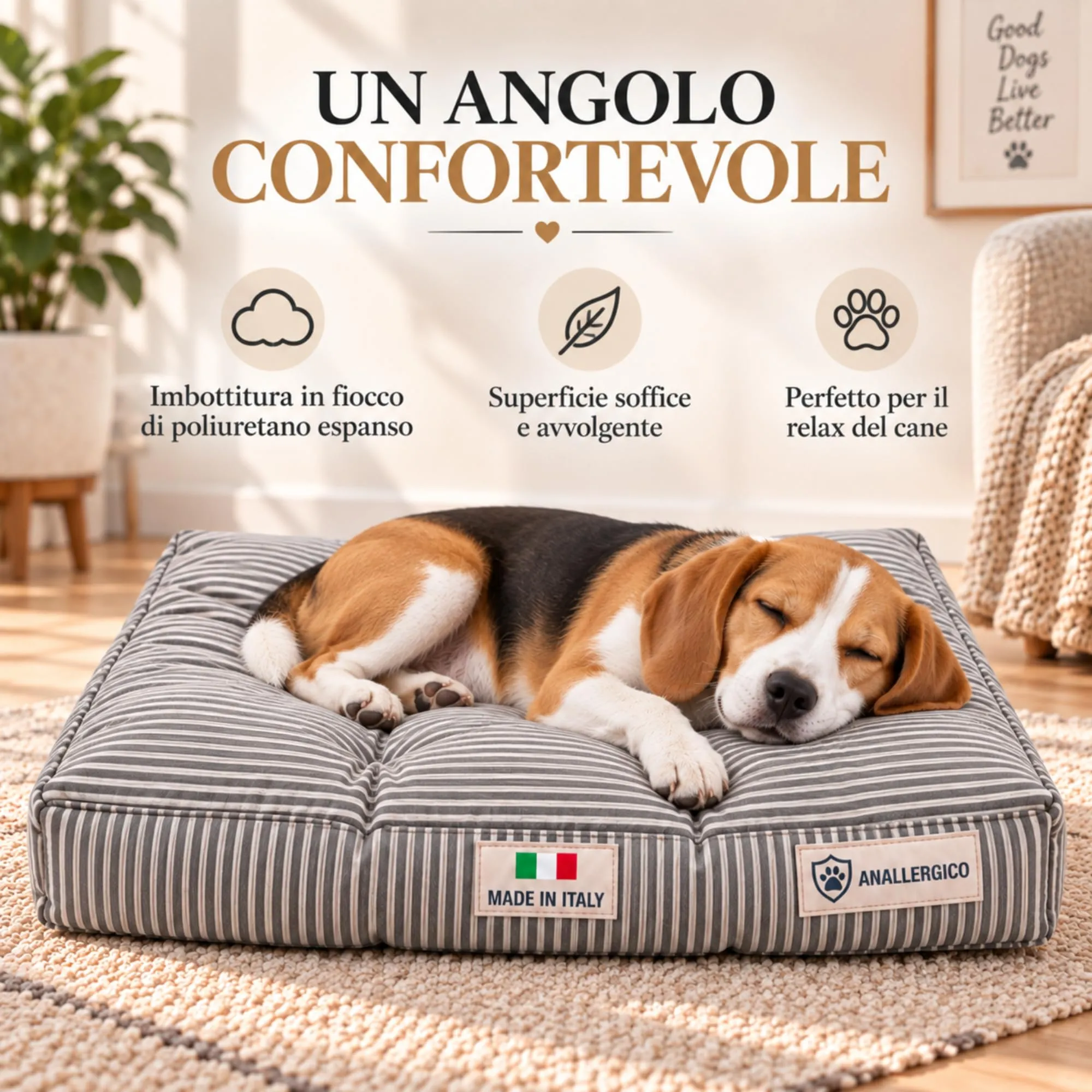 TECNOCUCI Cuccia Cane Lavabile, Realizzata a Mano in Italia, Taglia L - immagine 4