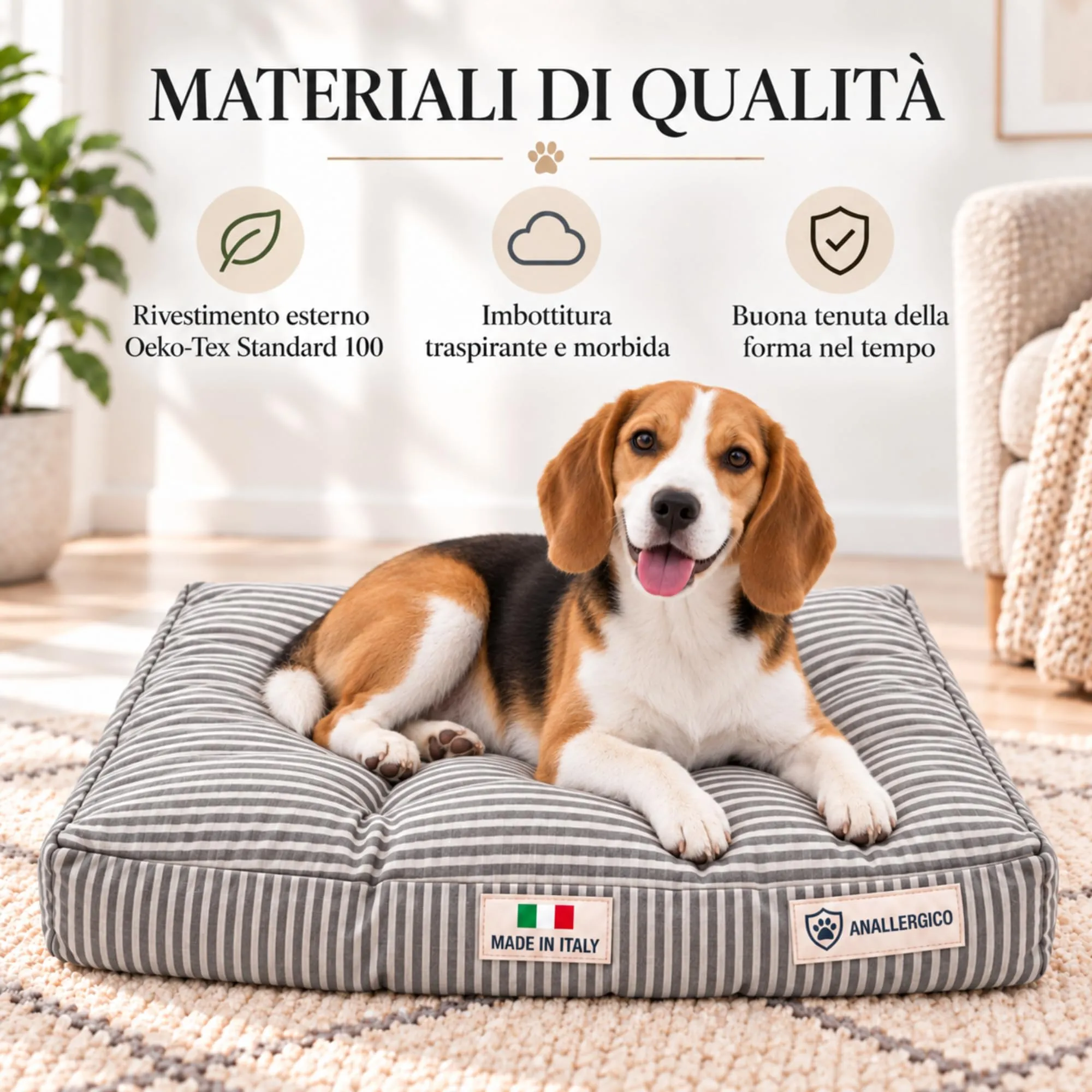 TECNOCUCI Cuccia Cane Lavabile, Realizzata a Mano in Italia, Taglia L - immagine 5