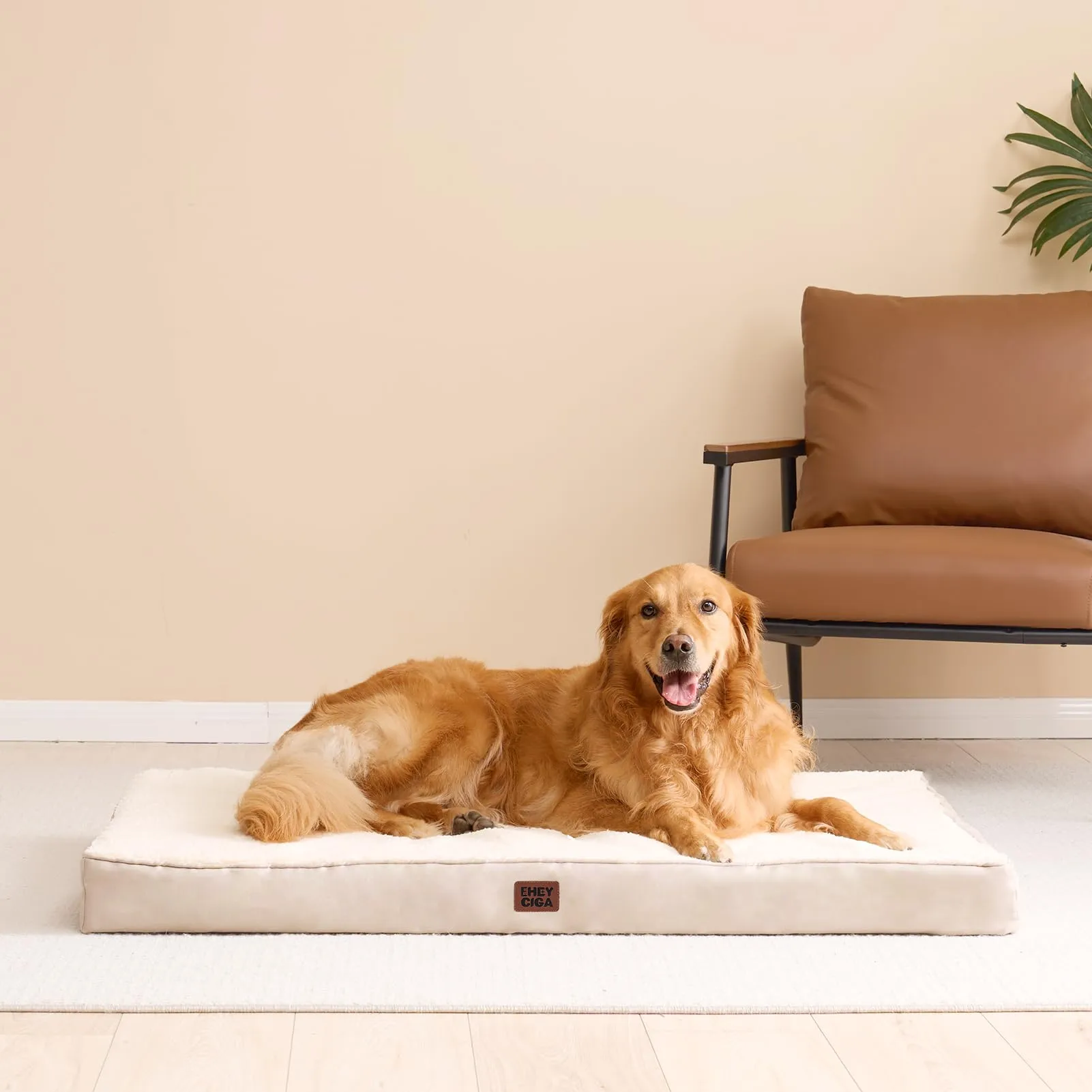 EHEYCIGA Removable Washable Orthopedic Dog Bed Cushion, Camel, 112 x 81 cm - immagine 9