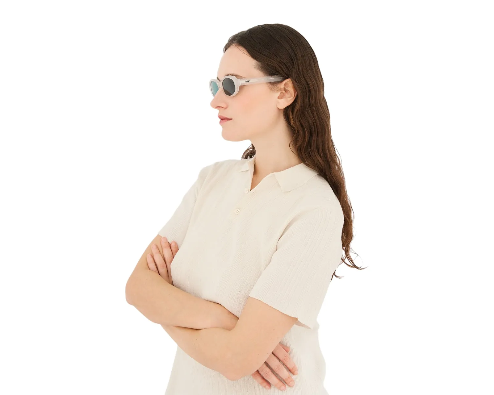 Retrosuperfuture YN3 ESATTO NUVOLA Occhiali da sole Acetato Trasparente opaco Blu Rotonda Normale - immagine 4
