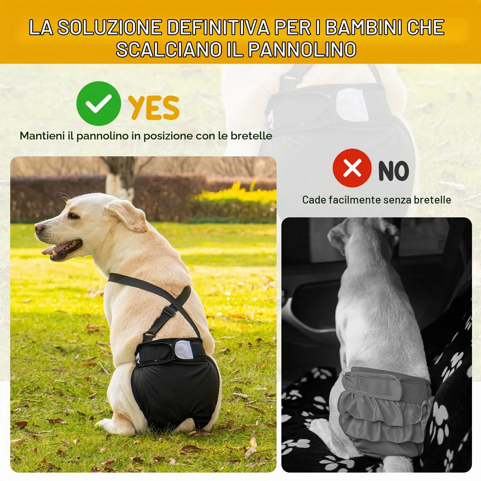 Avont 3 Pezzi Pannolini Cane Femmina Regolabili con Cinghie, Mutandine Cane Femmina Calore Altamente Riutilizzabili -L Nero - immagine 2