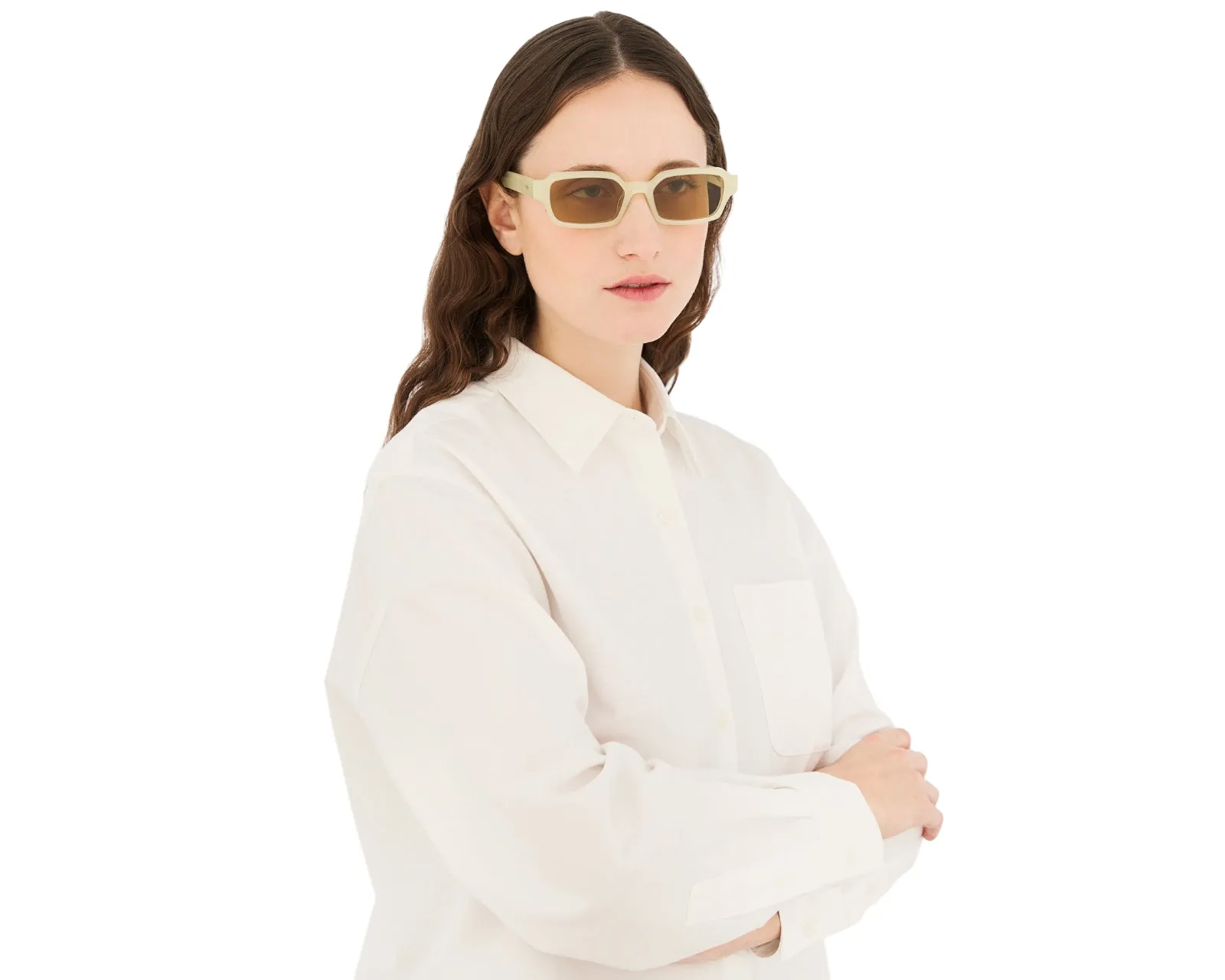 Retrosuperfuture NVA CARINO CANARINO Occhiali da sole Acetato Giallo Marrone Squadrata Normale - immagine 4