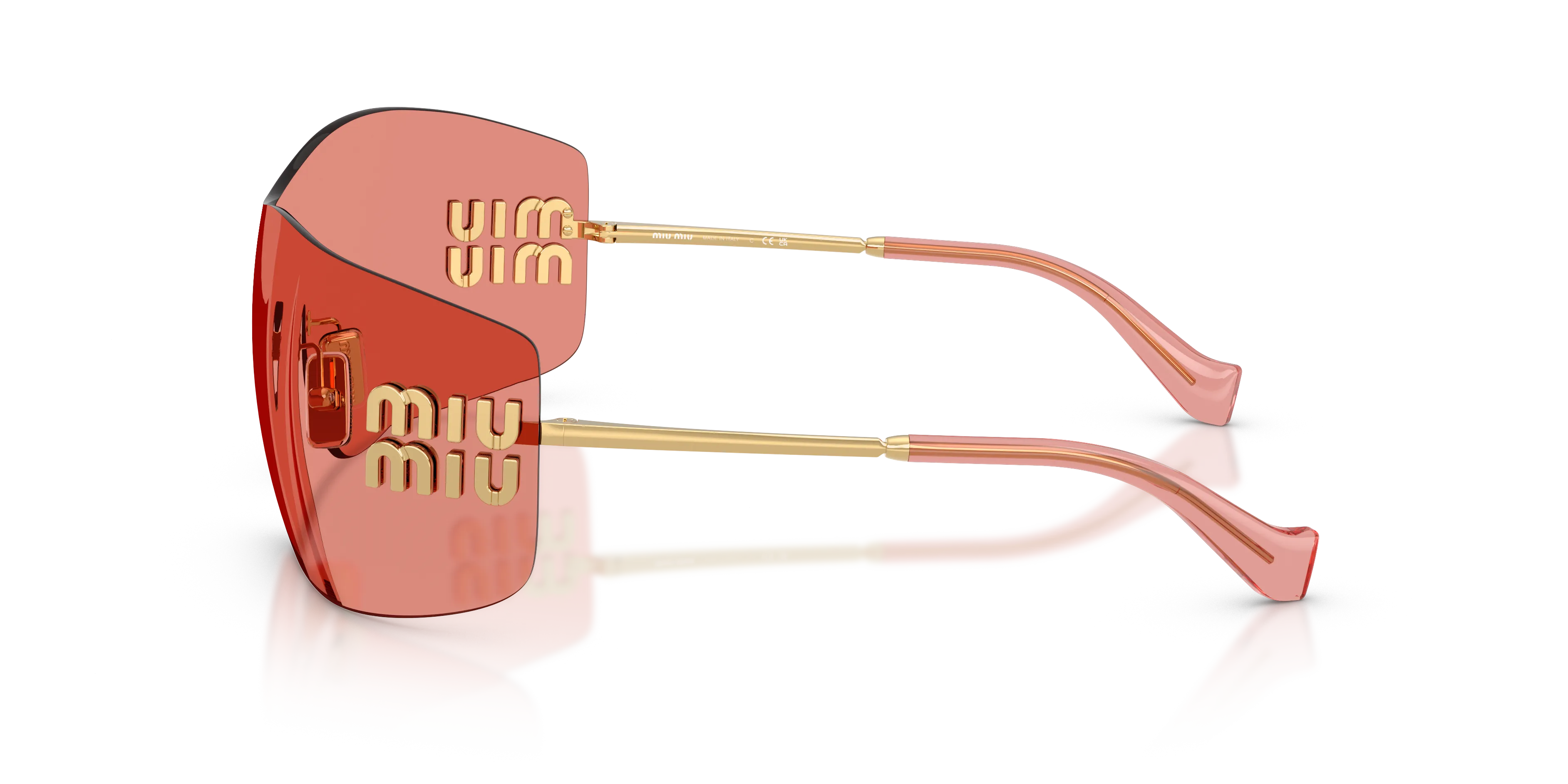Miu Miu MU B53S 5AK20Y Occhiali da sole Metallo Oro Rosso Squadrata Normale - immagine 4