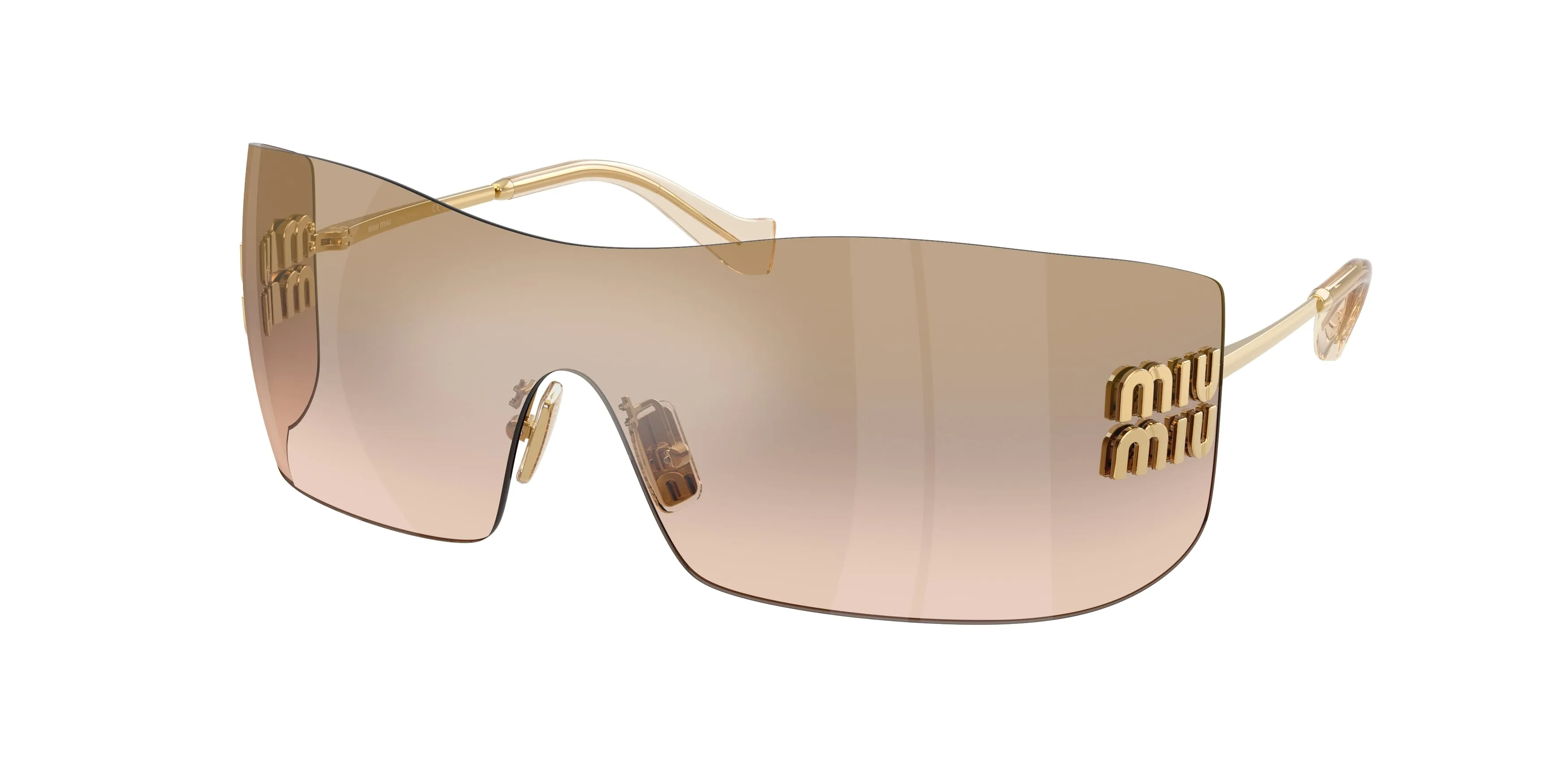 Miu Miu MU B53S 5AK20P Occhiali da sole Metallo Oro Marrone Squadrata Specchiate - immagine 1