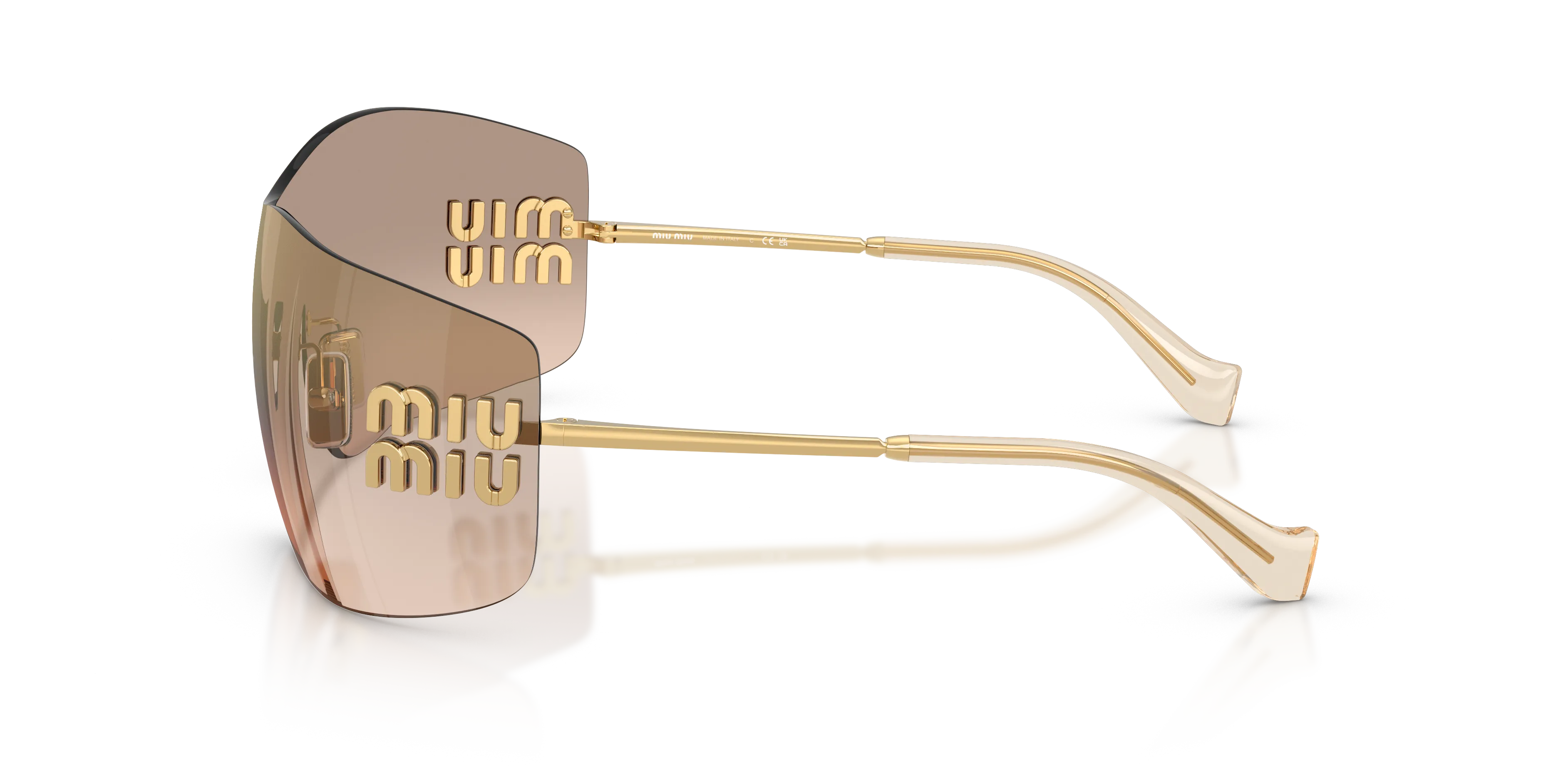 Miu Miu MU B53S 5AK20P Occhiali da sole Metallo Oro Marrone Squadrata Specchiate - immagine 4